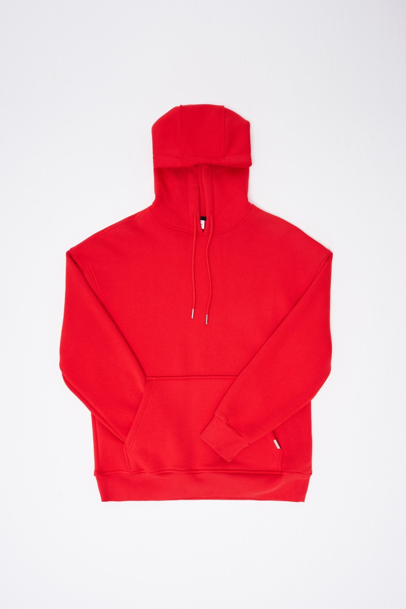Erkek Oversize Basic Kapüşonlu Sweatshirt Kırmızı