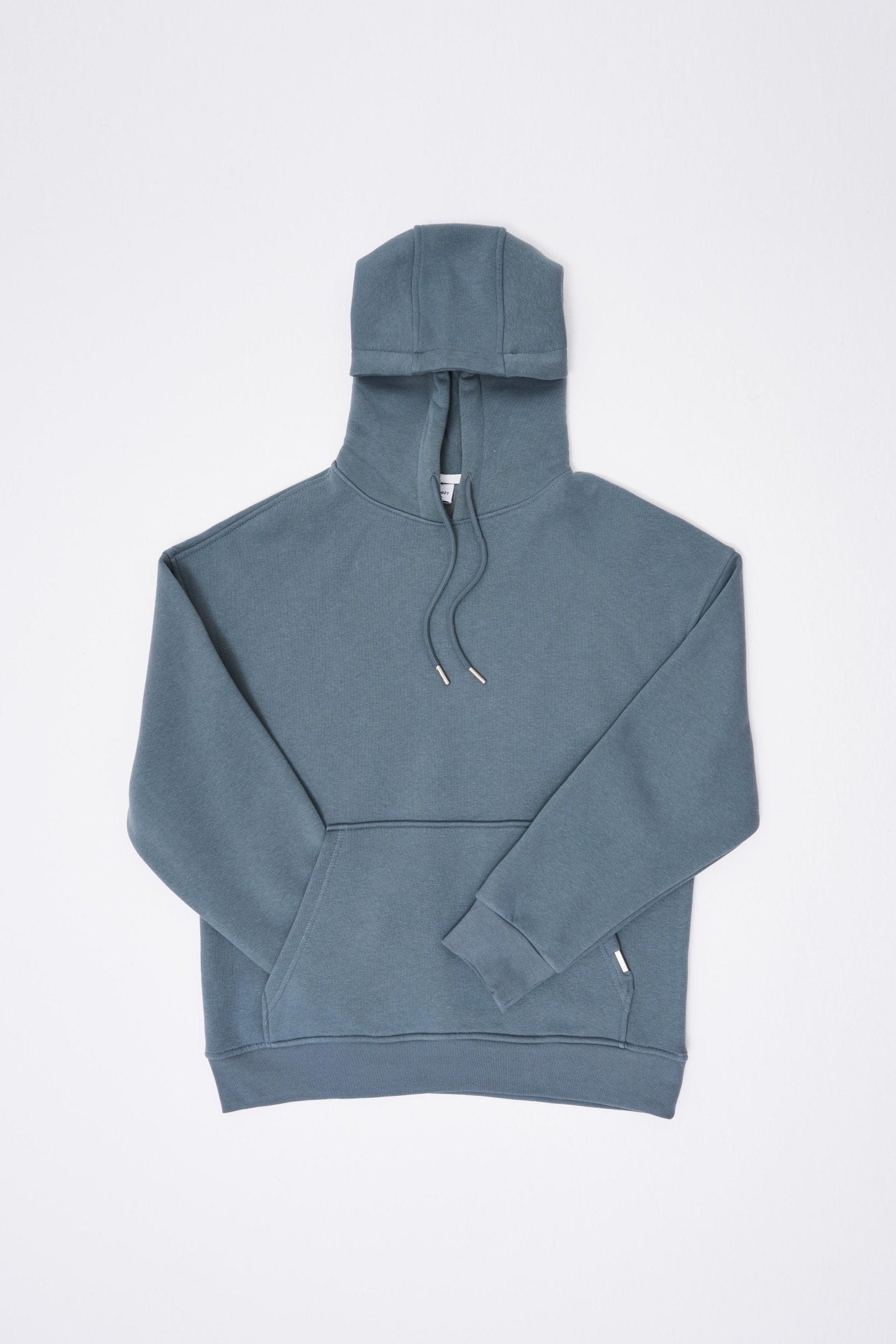 Erkek Oversize Basic Kapüşonlu Sweatshirt Mavi Duman
