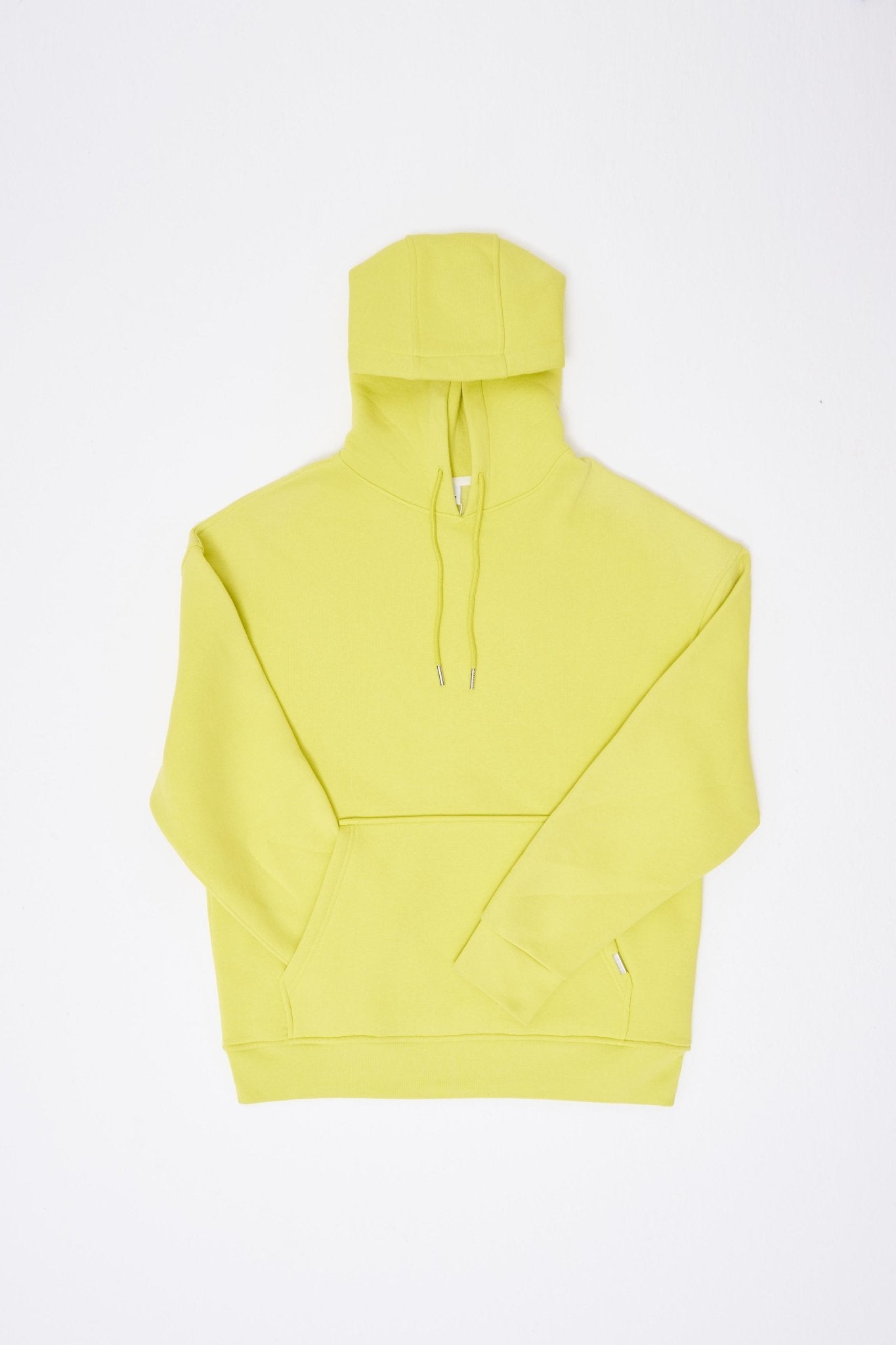 Erkek Oversize Basic Kapüşonlu Sweatshirt Neon Sarı