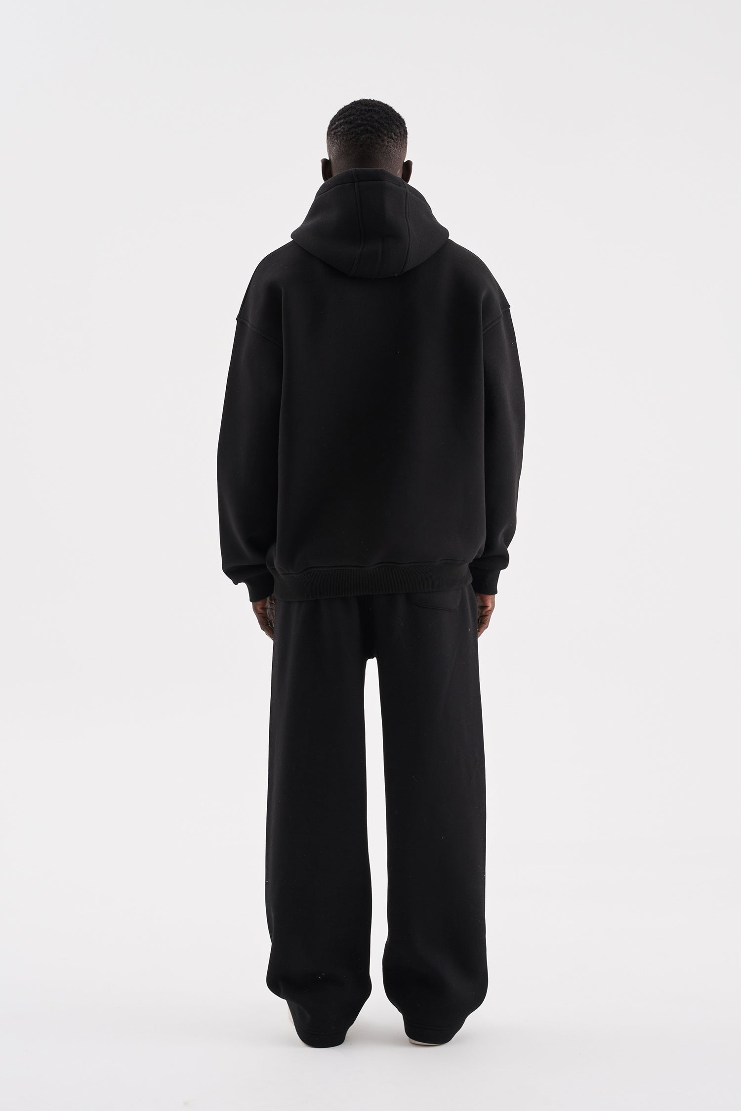 Erkek Oversize Basic Kapüşonlu Sweatshirt Siyah