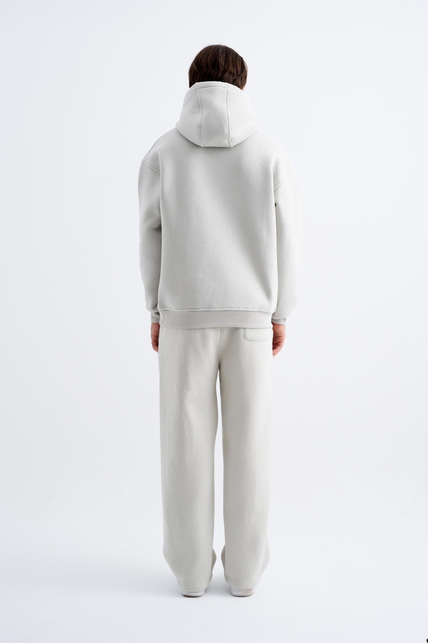 Erkek Oversize Basic Kapüşonlu Sweatshirt Uzay Grisi