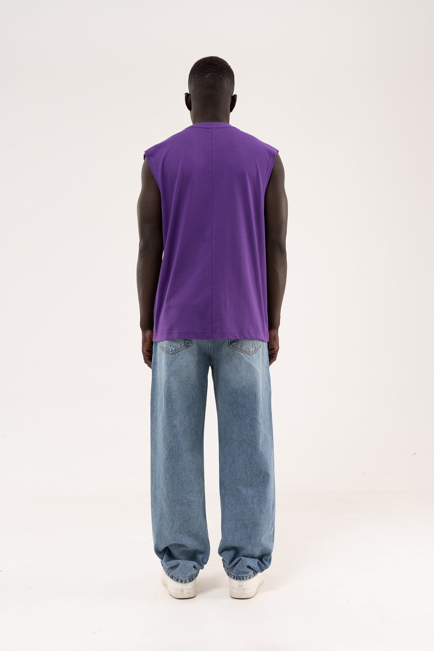 Erkek Oversize Bisiklet Yaka Basic Atlet Açık Mor-9