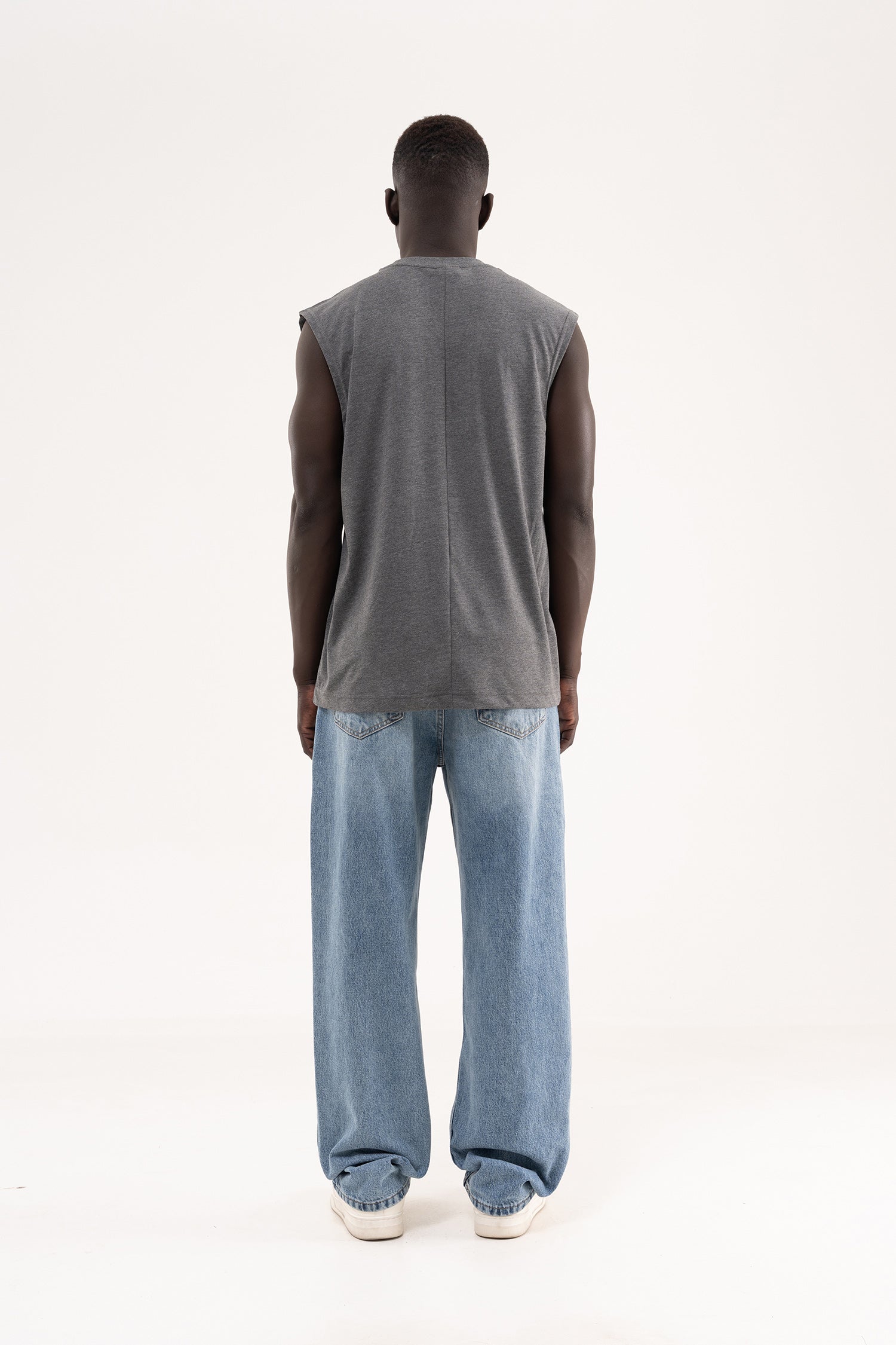 Erkek Oversize Bisiklet Yaka Basic Atlet Antrasit-8