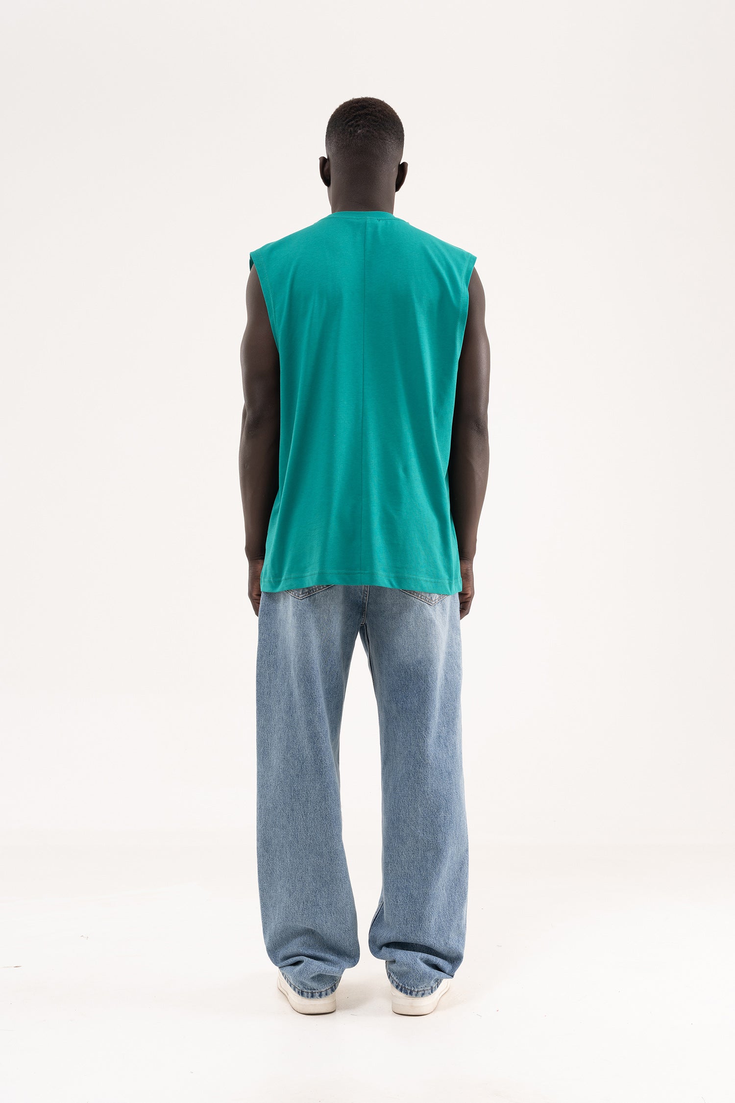 Erkek Oversize Bisiklet Yaka Basic Atlet Benetton Yeşili-8