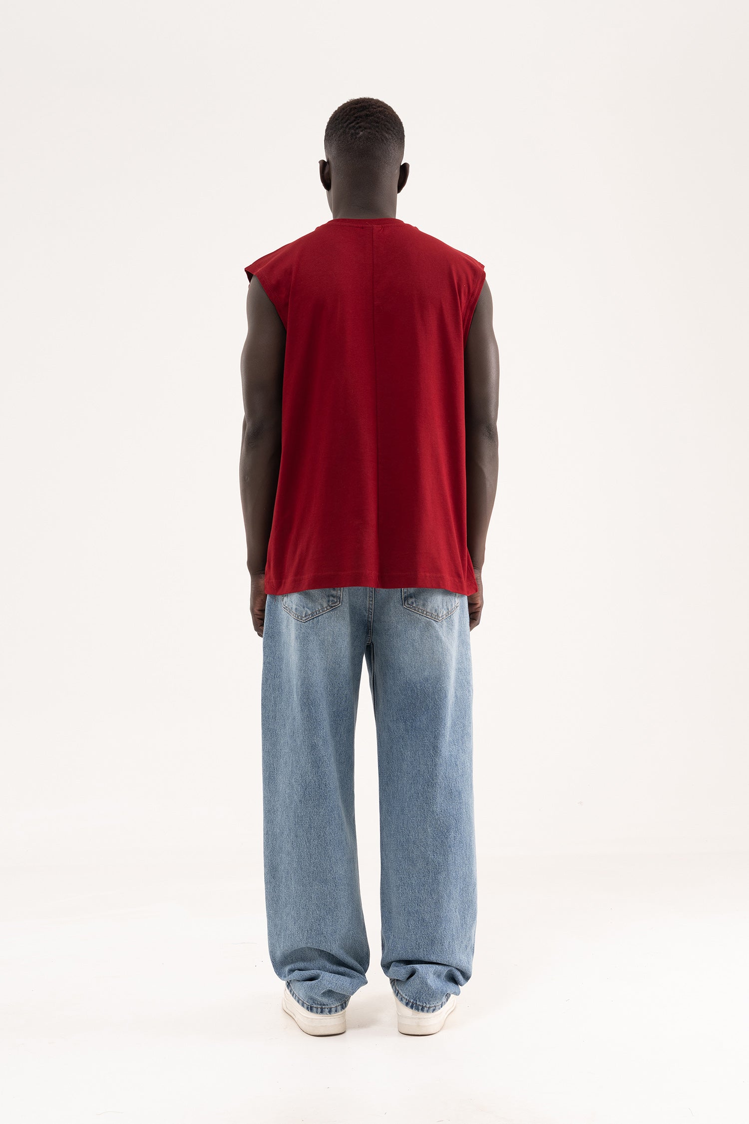 Erkek Oversize Bisiklet Yaka Basic Atlet Bordo-8
