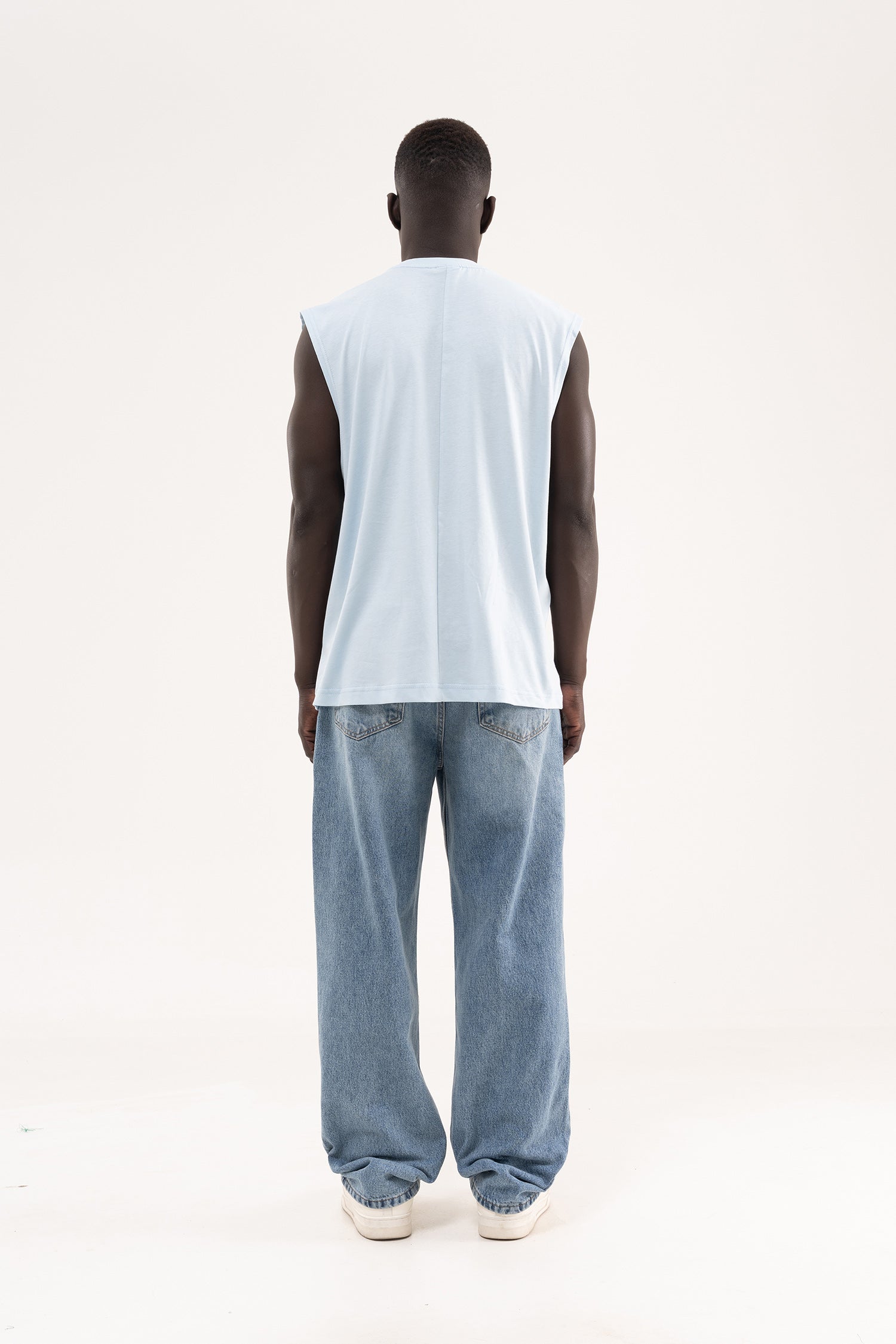 Erkek Oversize Bisiklet Yaka Basic Atlet Buz Mavisi-8
