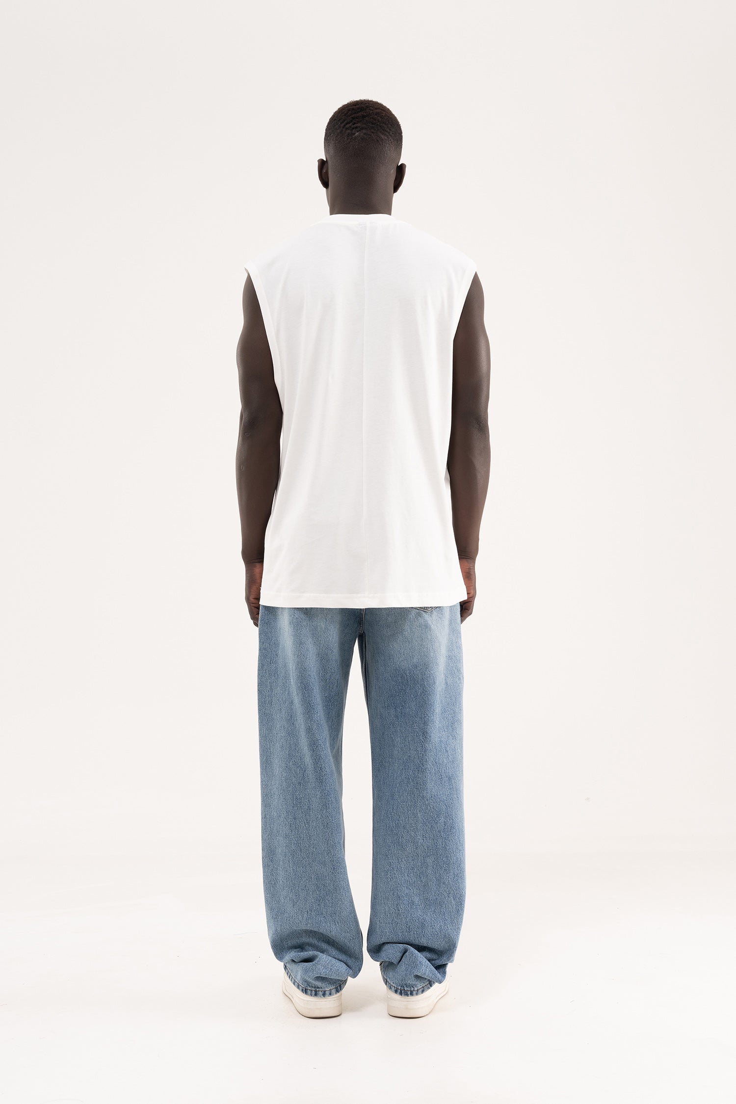Erkek Oversize Bisiklet Yaka Basic Atlet Ekru-8