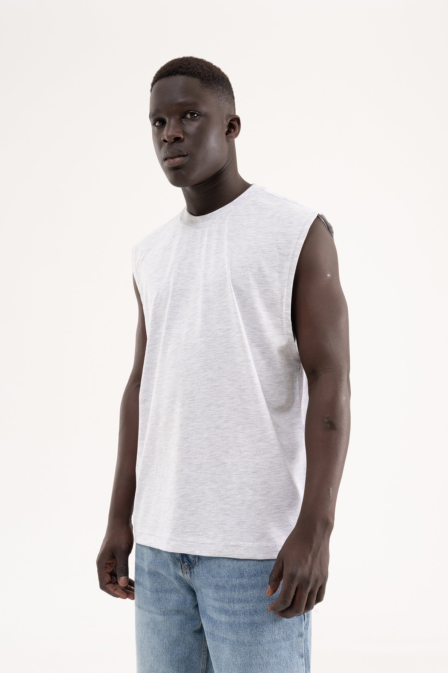 Erkek Oversize Bisiklet Yaka Basic Atlet Karmelanj-3