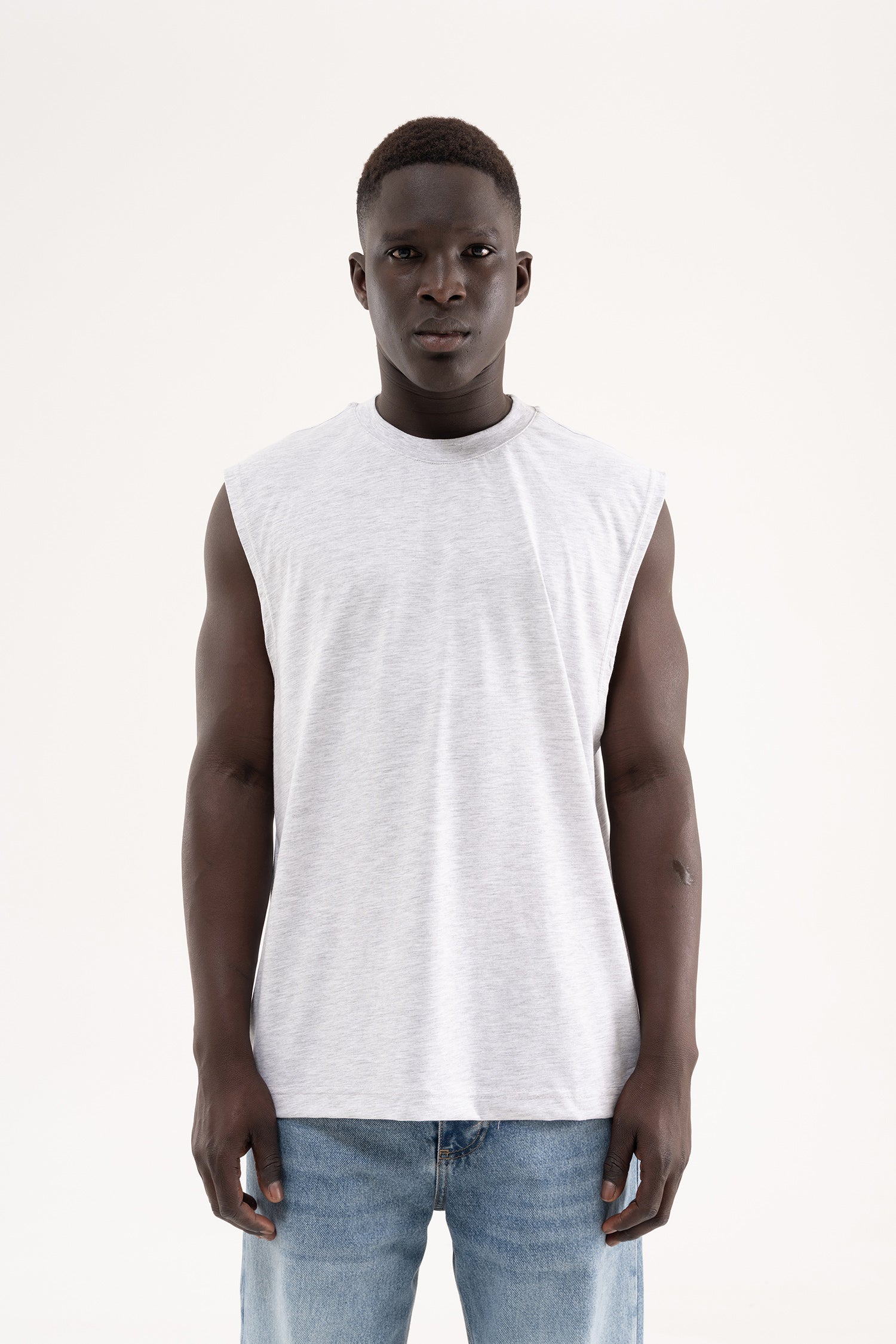 Erkek Oversize Bisiklet Yaka Basic Atlet Karmelanj