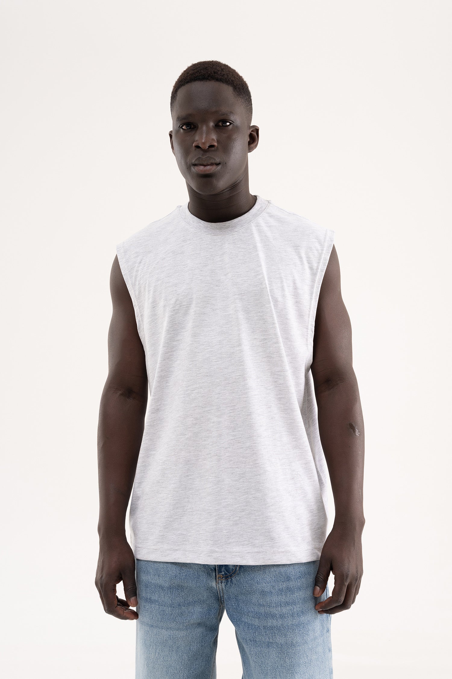 Erkek Oversize Bisiklet Yaka Basic Atlet Karmelanj