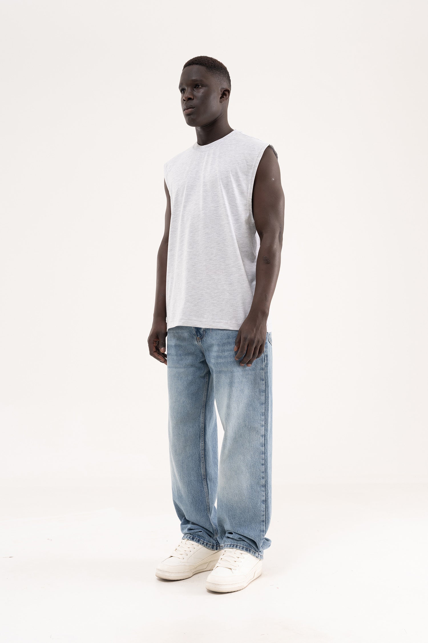 Erkek Oversize Bisiklet Yaka Basic Atlet Karmelanj-7
