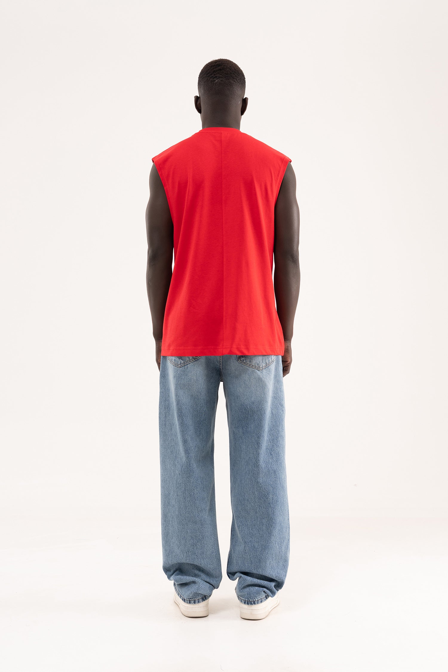 Erkek Oversize Bisiklet Yaka Basic Atlet Kırmızı-8