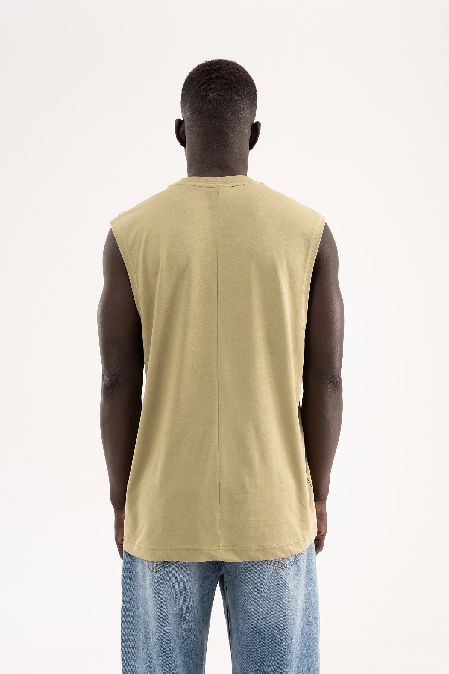 Erkek Oversize Bisiklet Yaka Basic Atlet Küf Yeşili-5