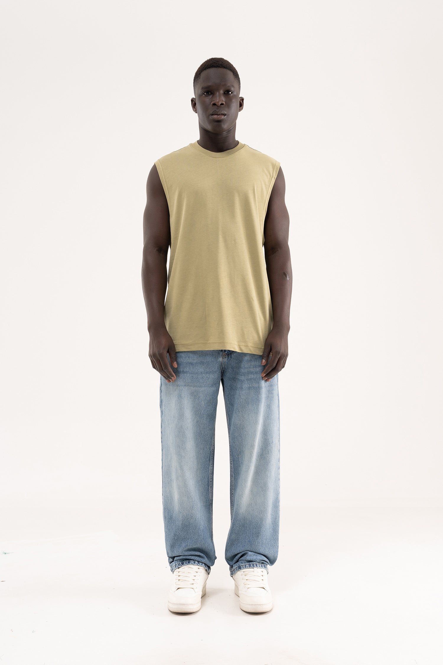 Erkek Oversize Bisiklet Yaka Basic Atlet Küf Yeşili-6
