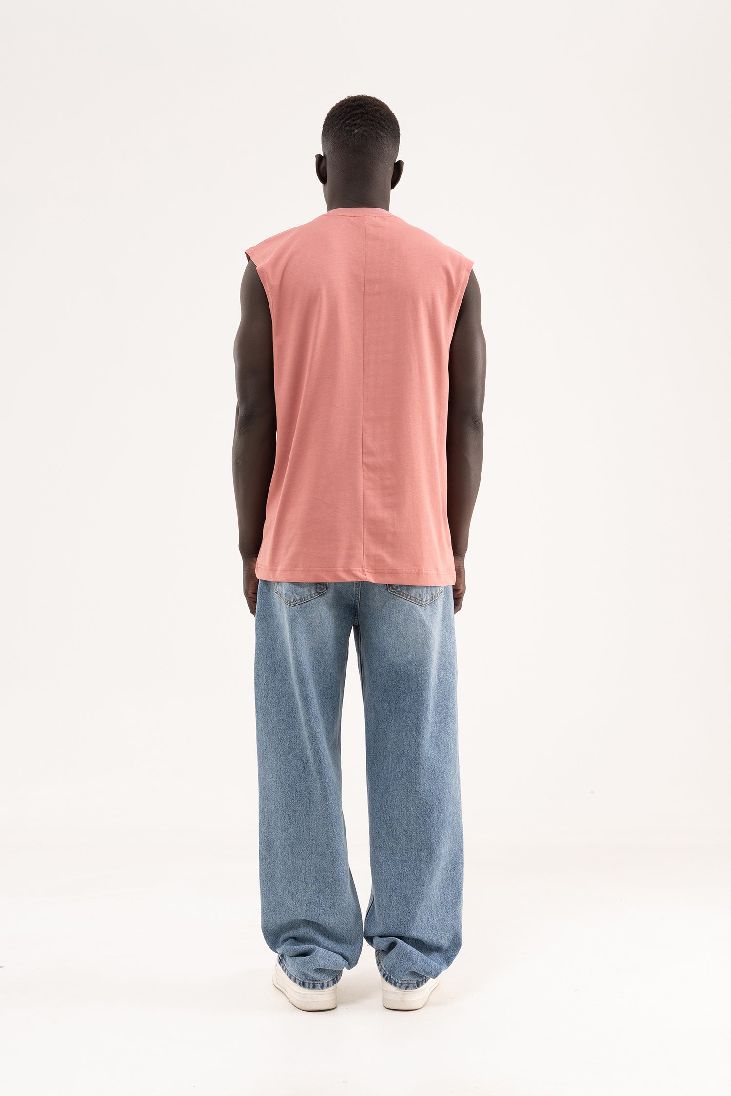 Erkek Oversize Bisiklet Yaka Basic Atlet Mercan-8