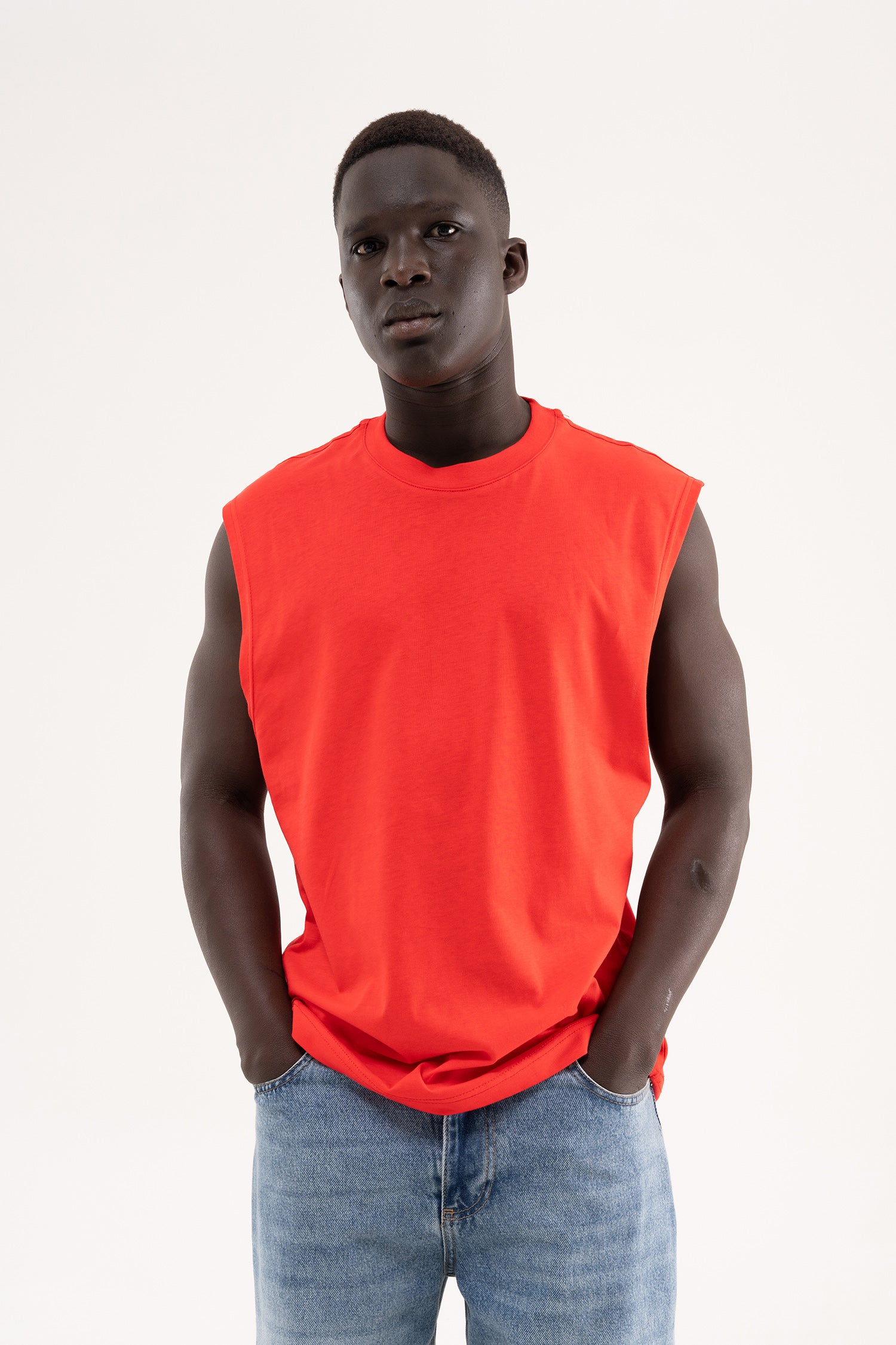 Erkek Oversize Bisiklet Yaka Basic Atlet Nar