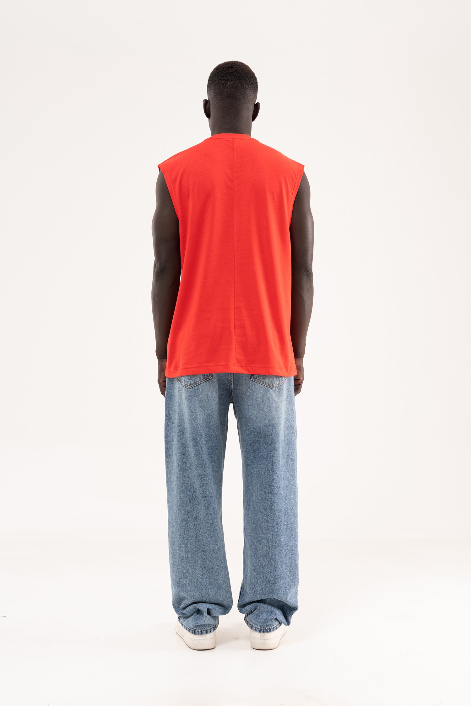 Erkek Oversize Bisiklet Yaka Basic Atlet Nar-8