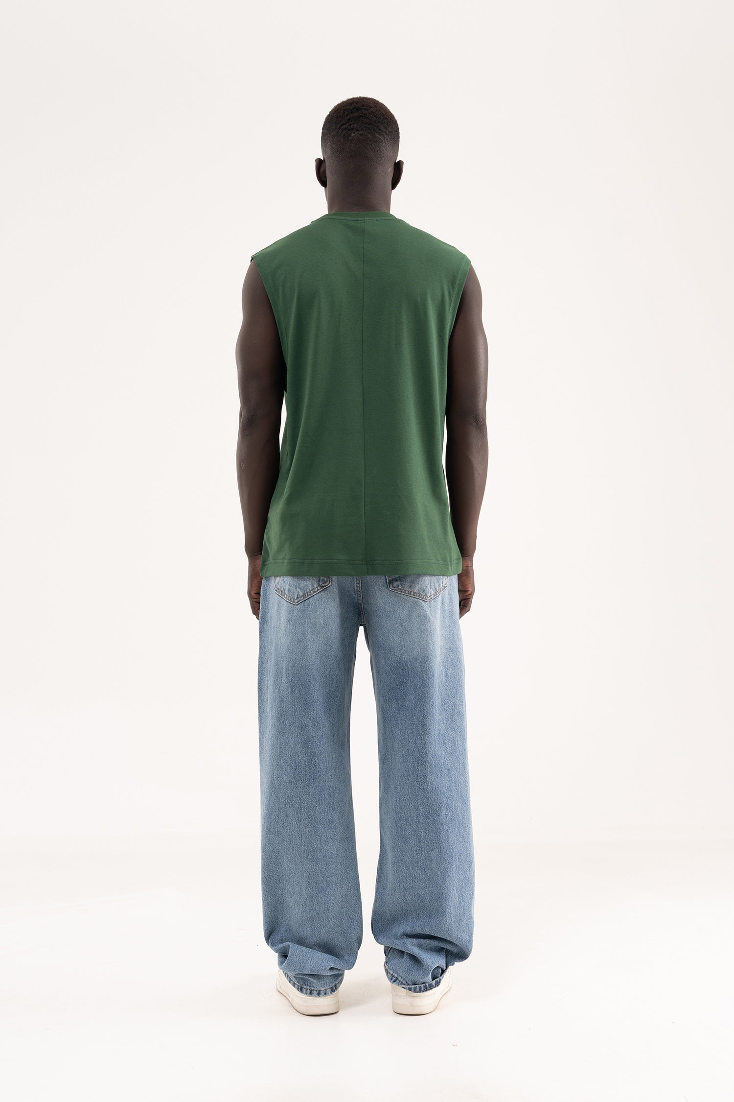 Erkek Oversize Bisiklet Yaka Basic Atlet Nefti Yeşili-8