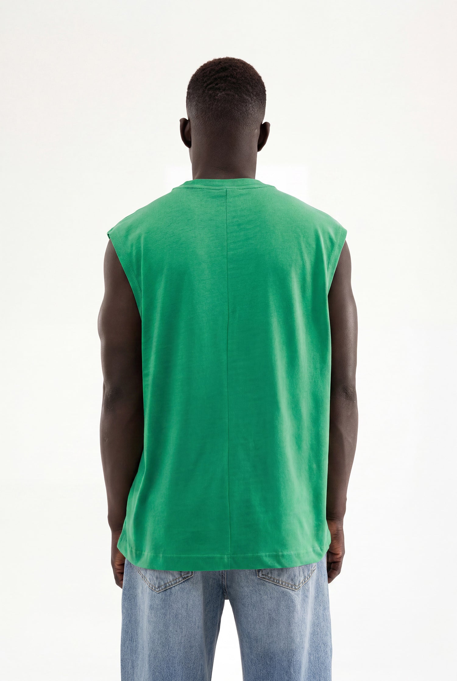 Erkek Oversize Bisiklet Yaka Basic Atlet Parlak Yeşil-3