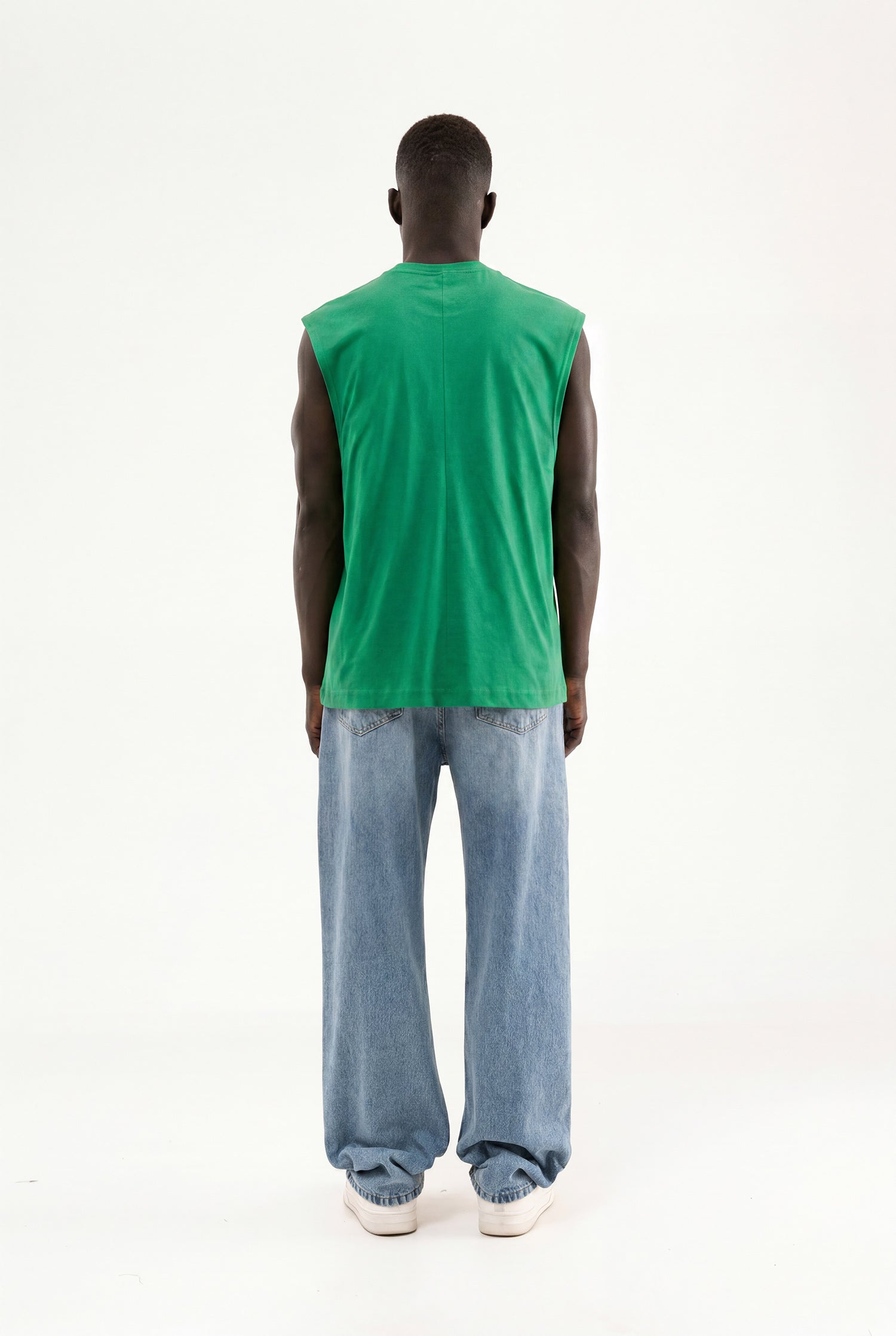 Erkek Oversize Bisiklet Yaka Basic Atlet Parlak Yeşil-5