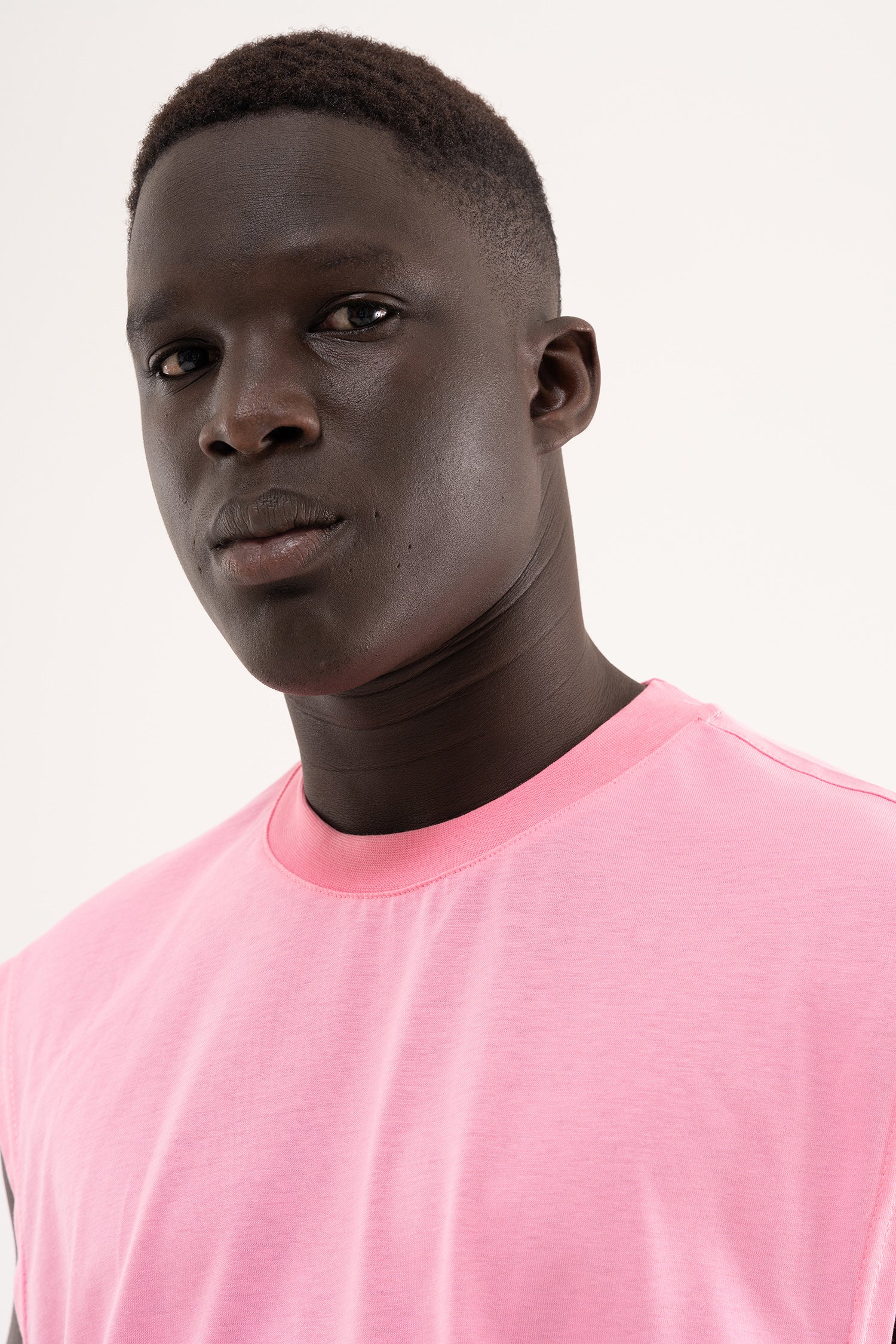 Erkek Oversize Bisiklet Yaka Basic Atlet Şeker Pembe-4