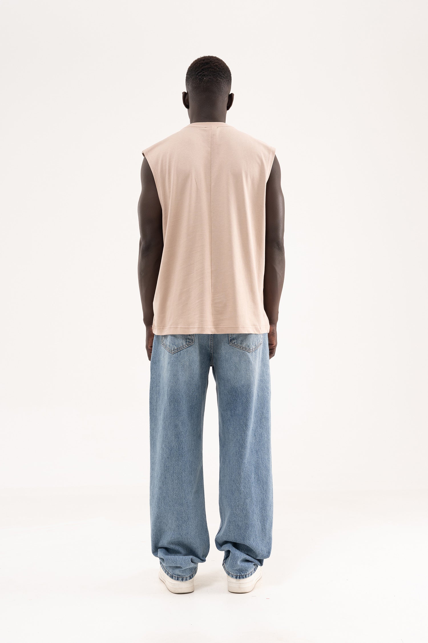 Erkek Oversize Bisiklet Yaka Basic Atlet Taş-8