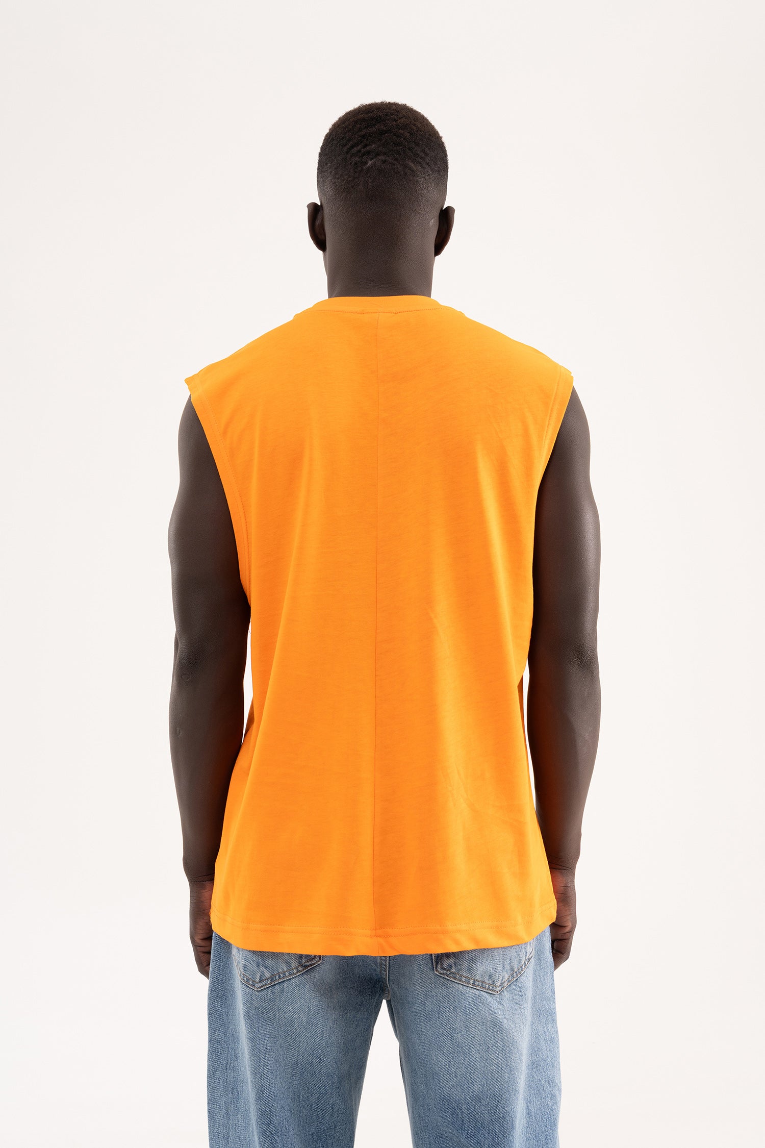 Erkek Oversize Bisiklet Yaka Basic Atlet Turuncu-5