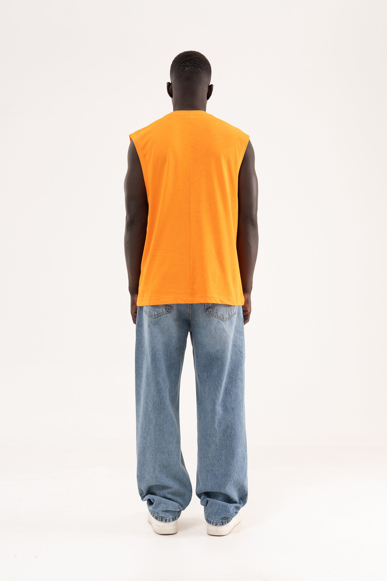 Erkek Oversize Bisiklet Yaka Basic Atlet Turuncu-8