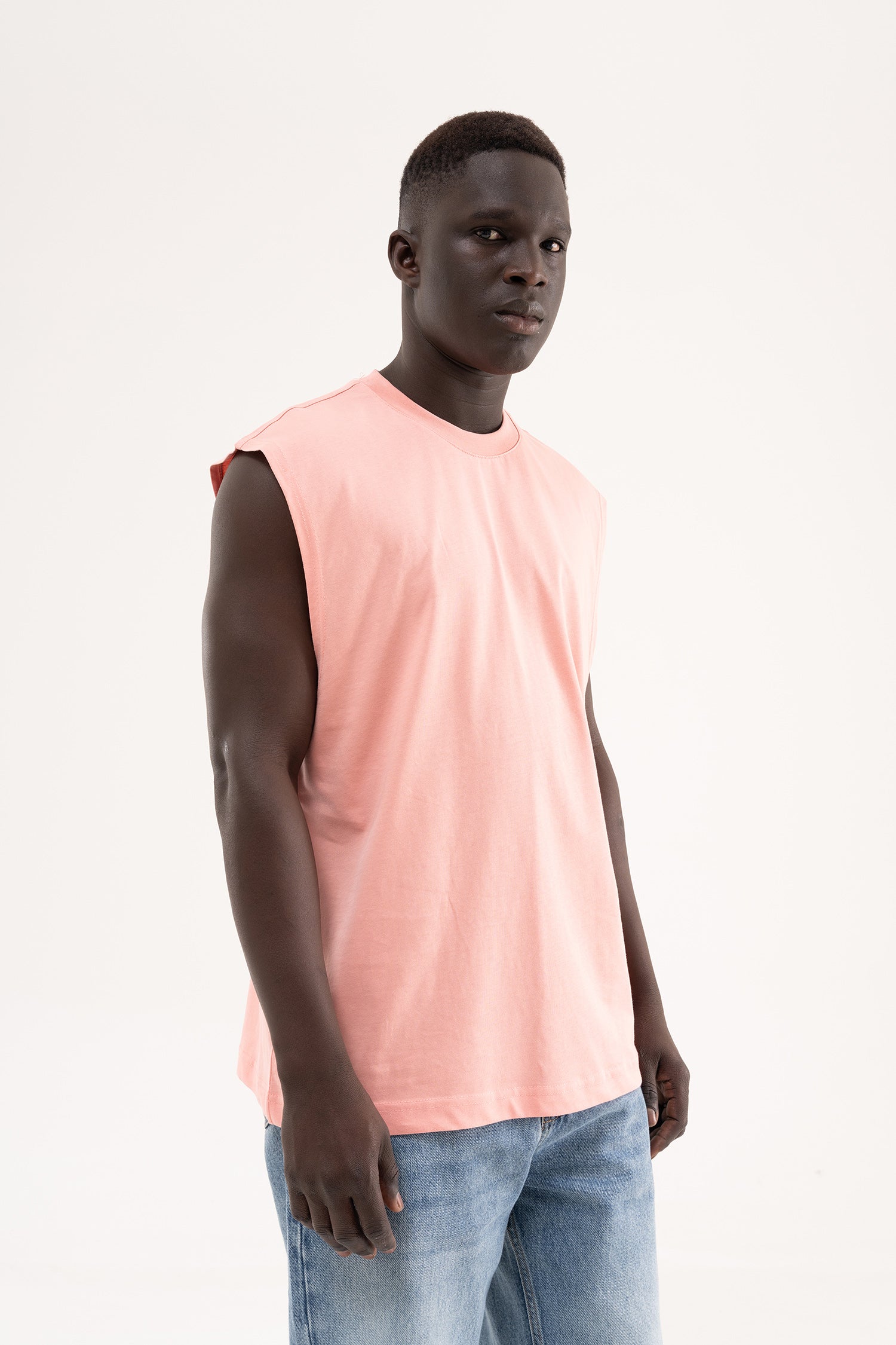 Erkek Oversize Bisiklet Yaka Basic Atlet Yavruağzı-3