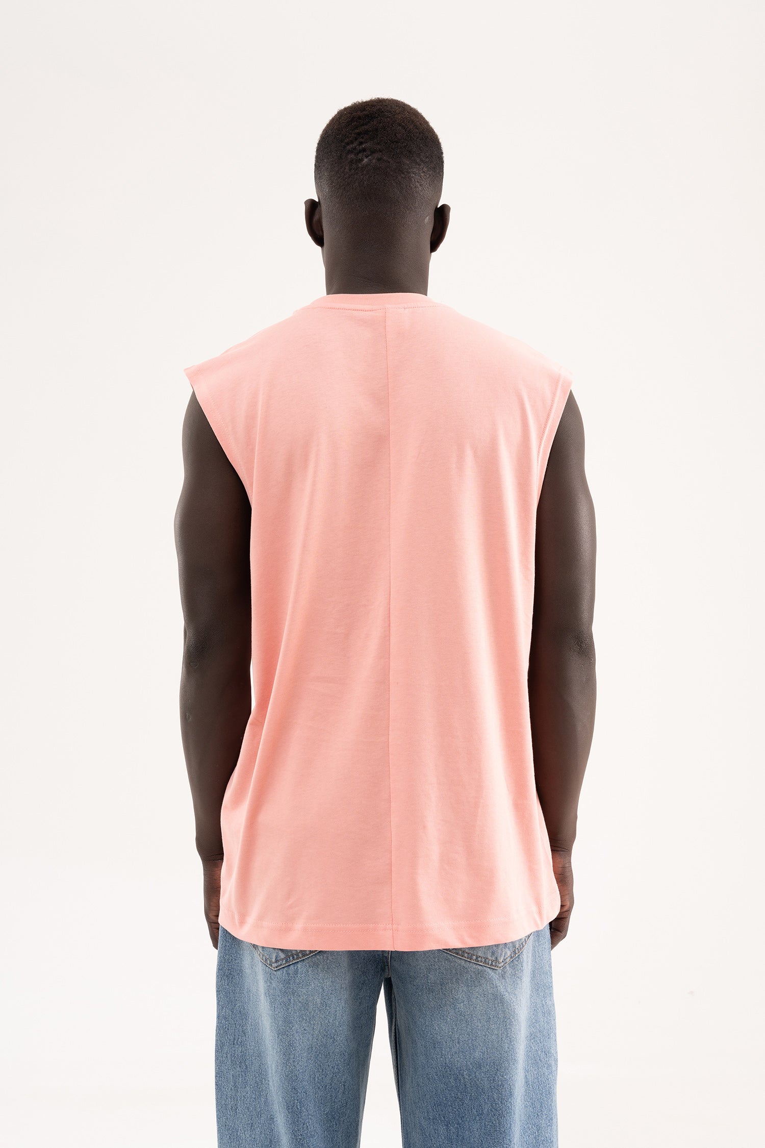 Erkek Oversize Bisiklet Yaka Basic Atlet Yavruağzı-5