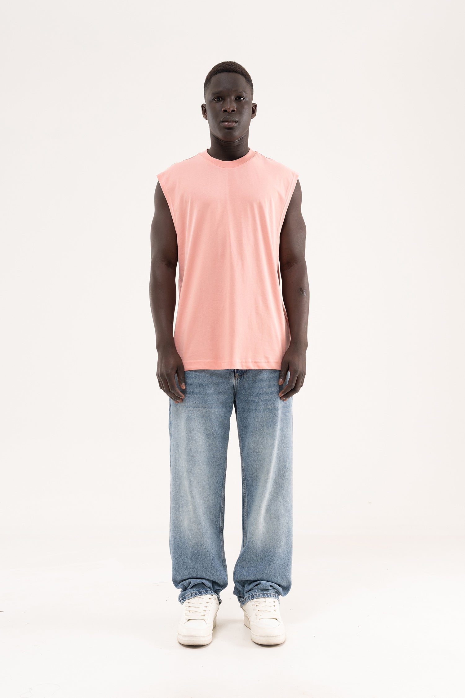 Erkek Oversize Bisiklet Yaka Basic Atlet Yavruağzı-6