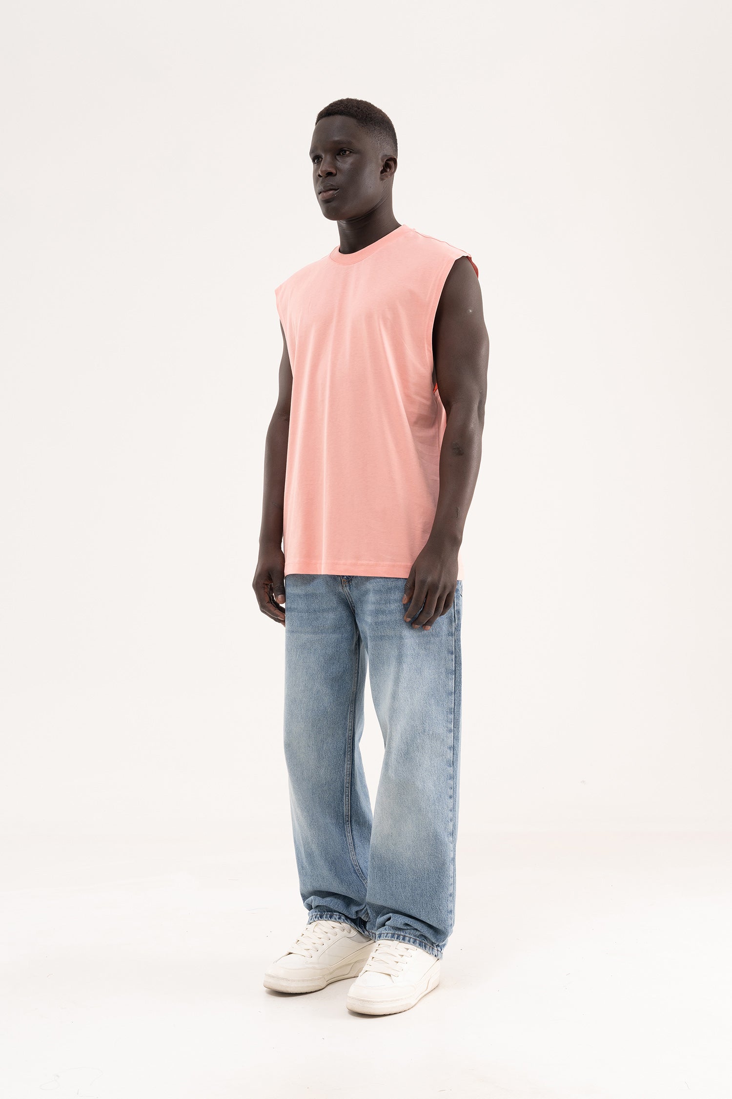 Erkek Oversize Bisiklet Yaka Basic Atlet Yavruağzı-7