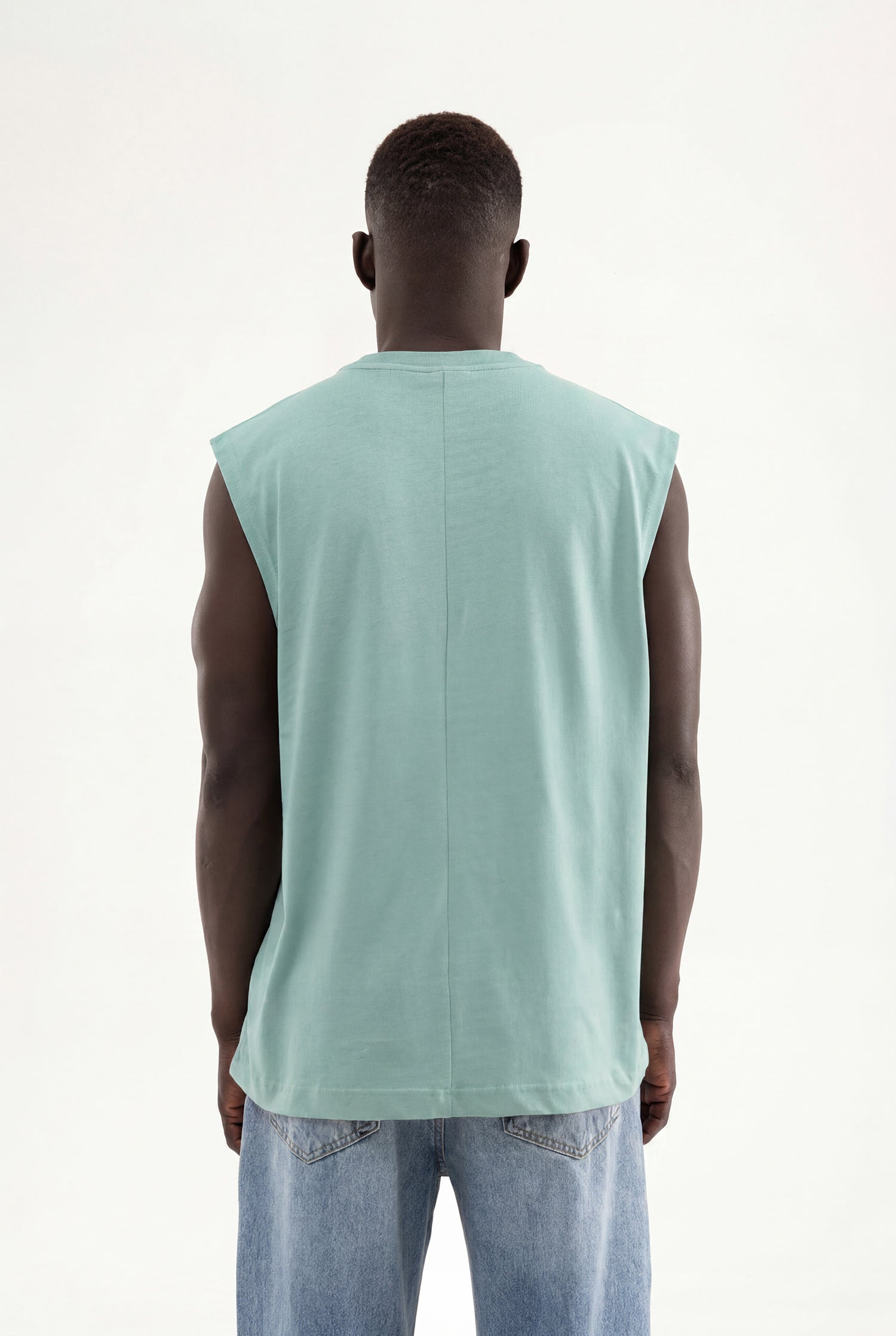 Erkek Oversize Bisiklet Yaka Basic Atlet Yosun Yeşili-3