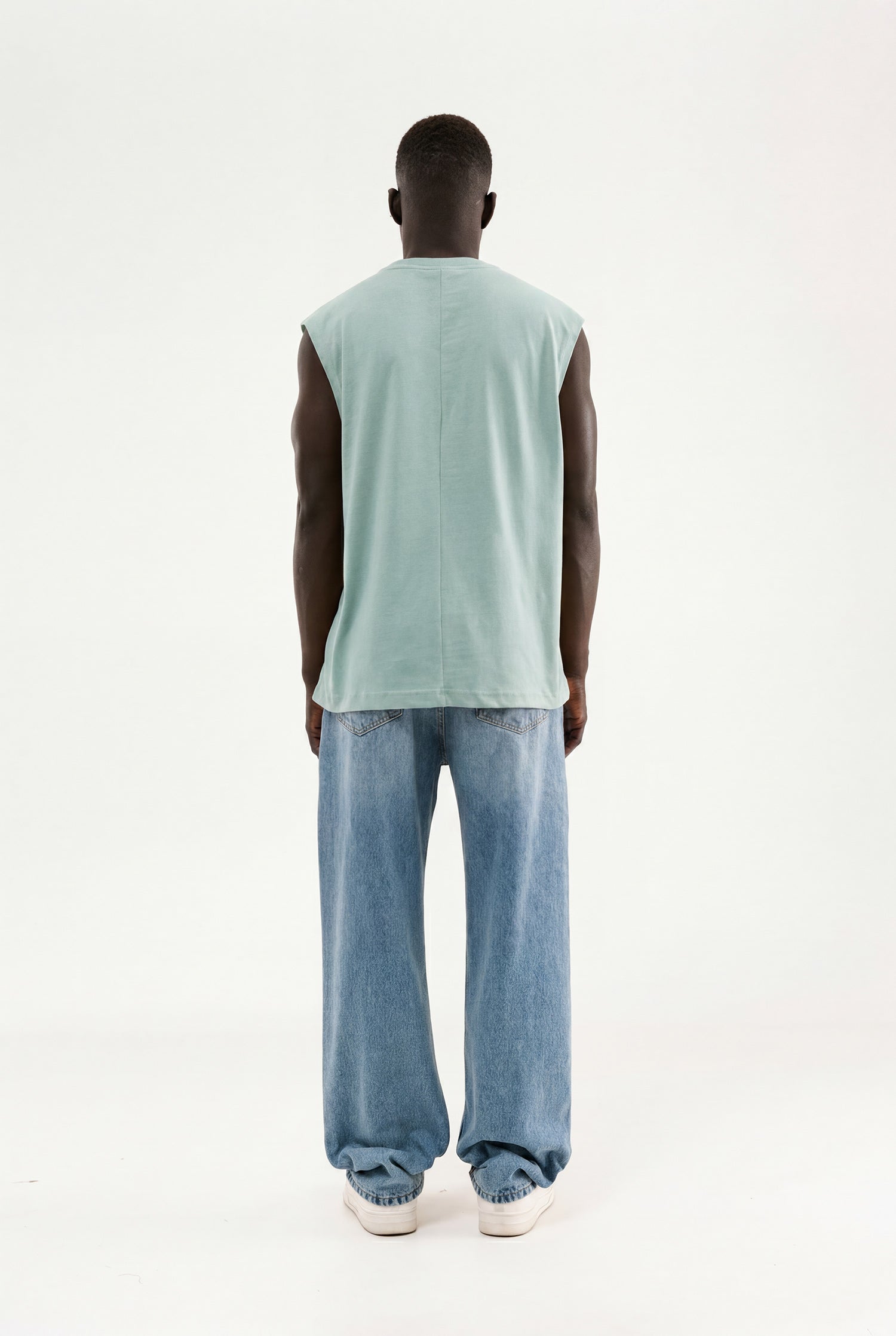 Erkek Oversize Bisiklet Yaka Basic Atlet Yosun Yeşili-5