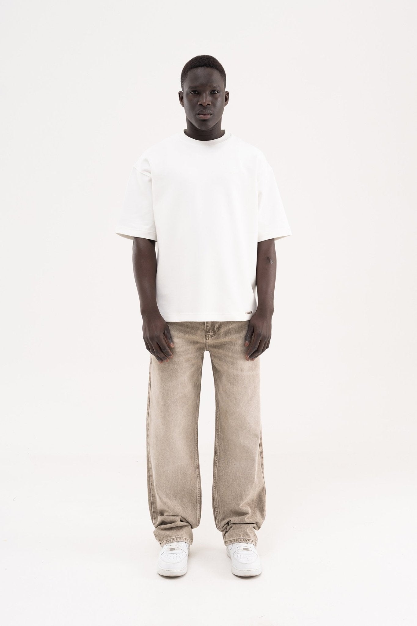 Erkek Oversize Efektli Baggy Jean Pantolon Açık Haki