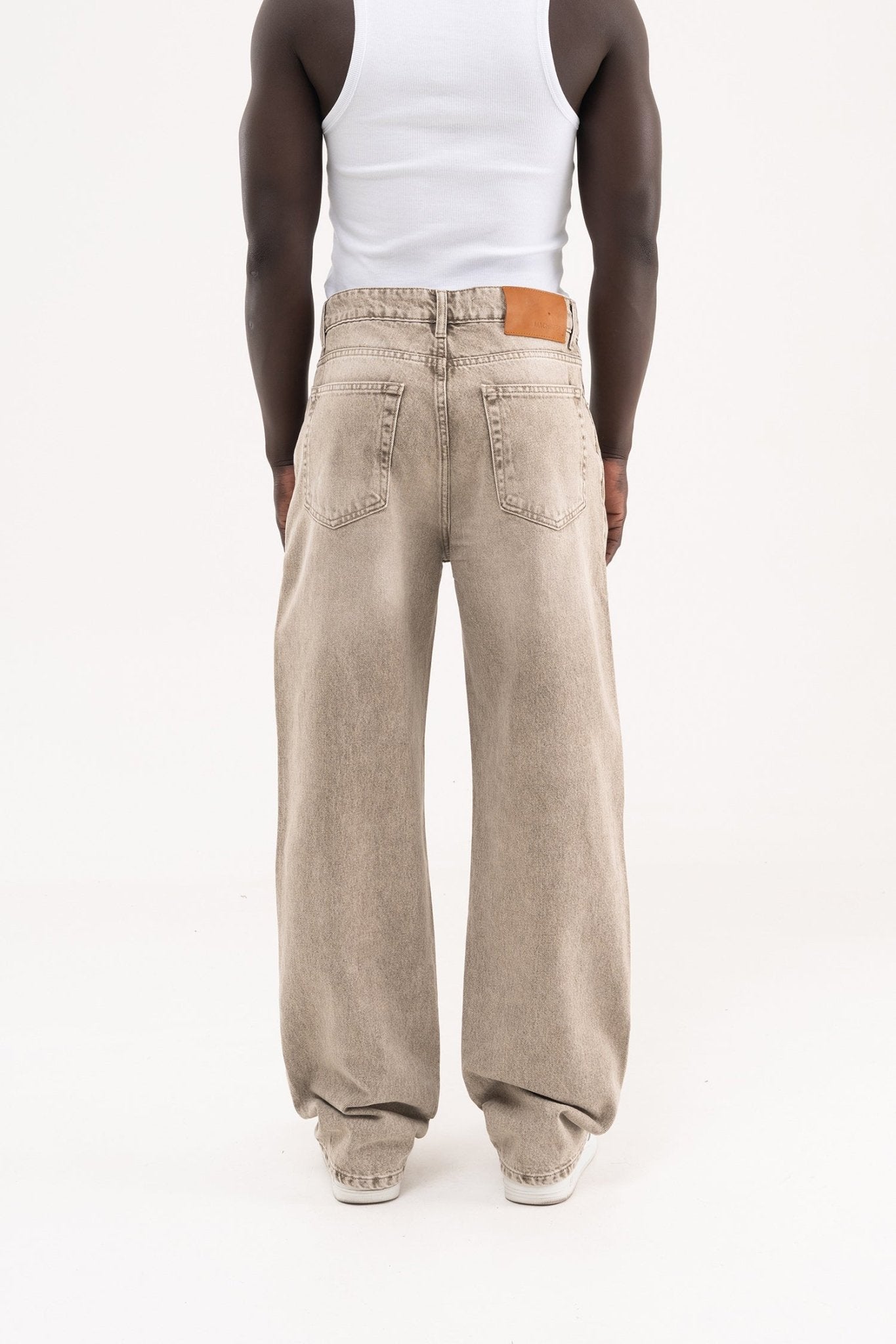 Erkek Oversize Efektli Baggy Jean Pantolon Açık Haki