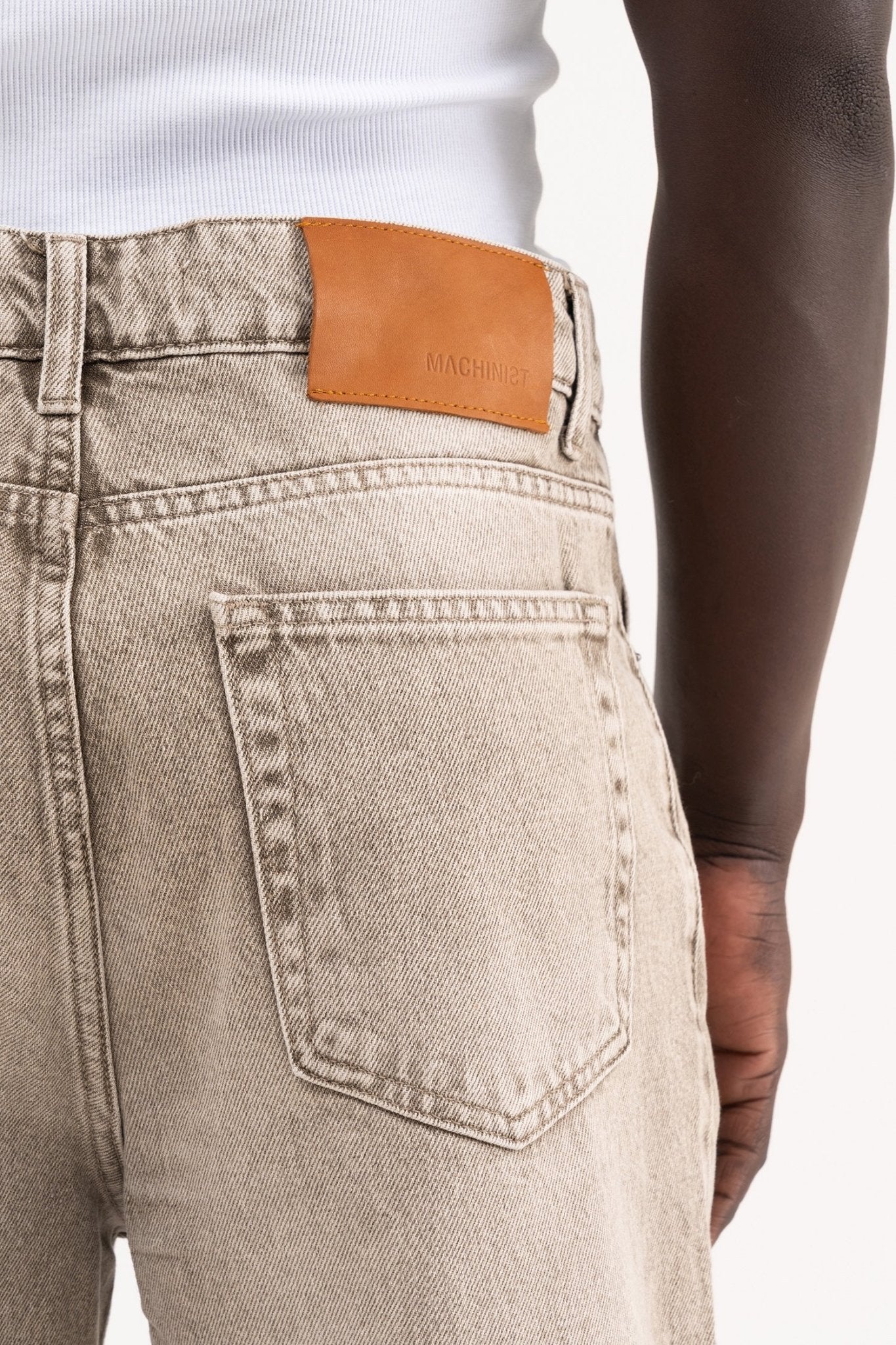 Erkek Oversize Efektli Baggy Jean Pantolon Açık Haki
