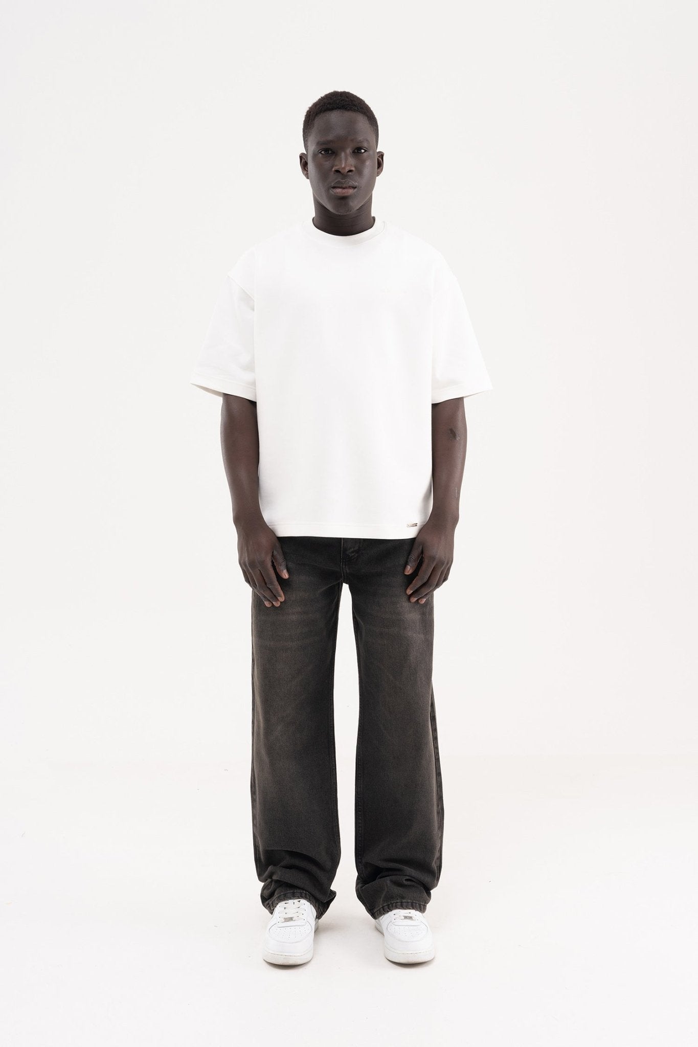 Erkek Oversize Efektli Baggy Jean Pantolon Açık Siyah