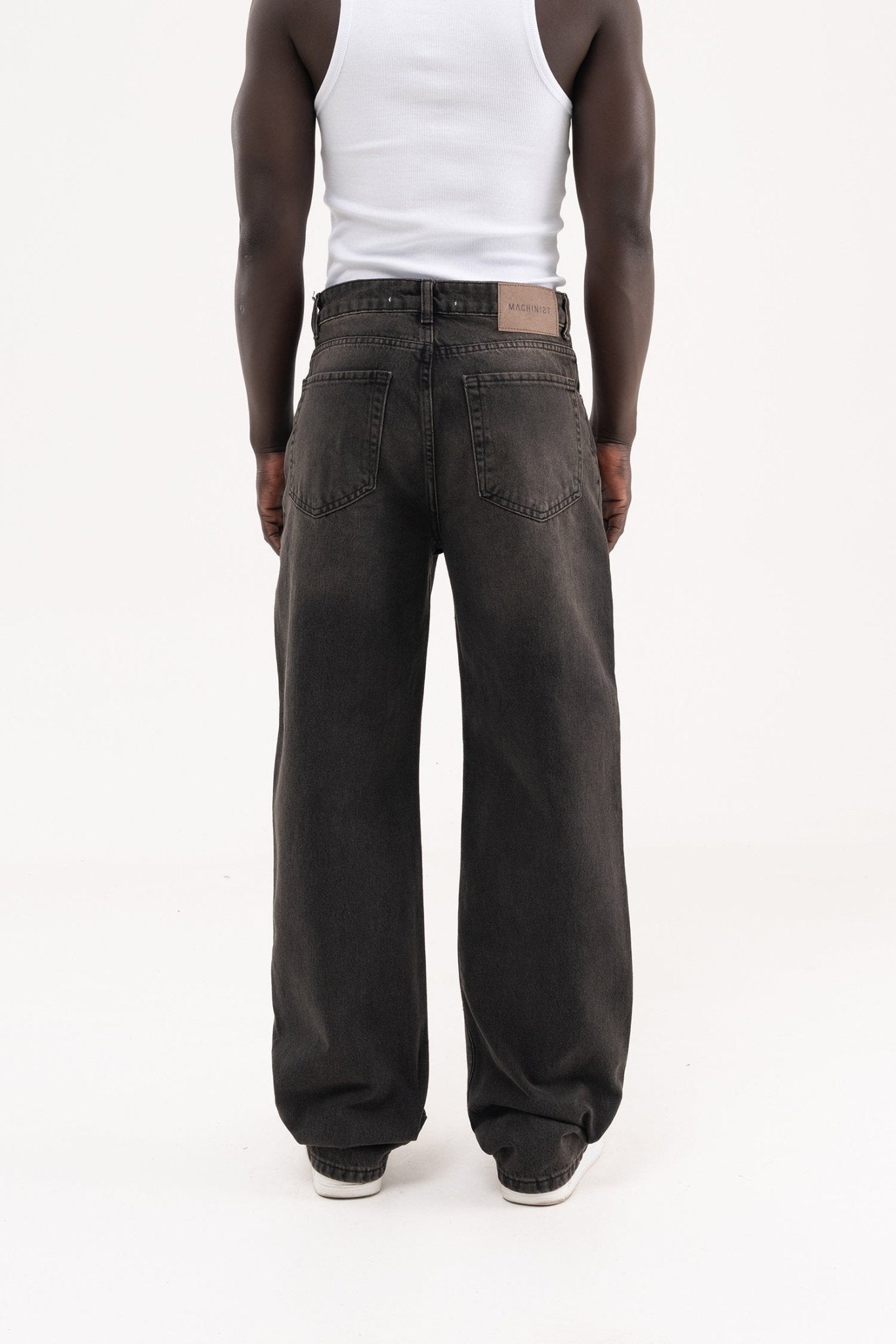 Erkek Oversize Efektli Baggy Jean Pantolon Açık Siyah