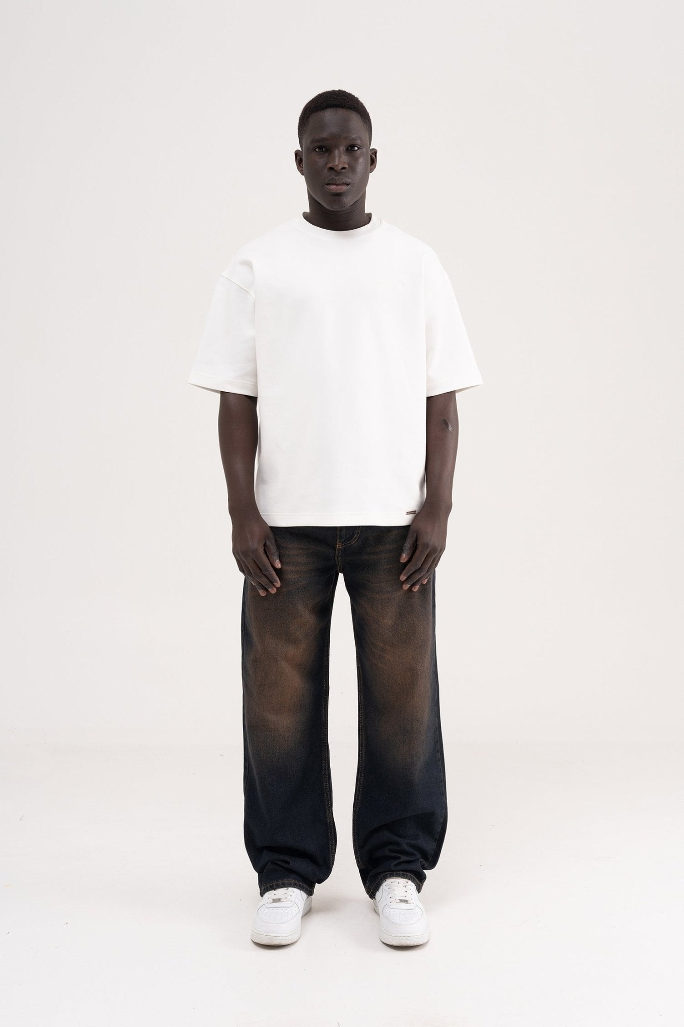 Erkek Oversize Efektli Baggy Jean Pantolon Koyu Mavi