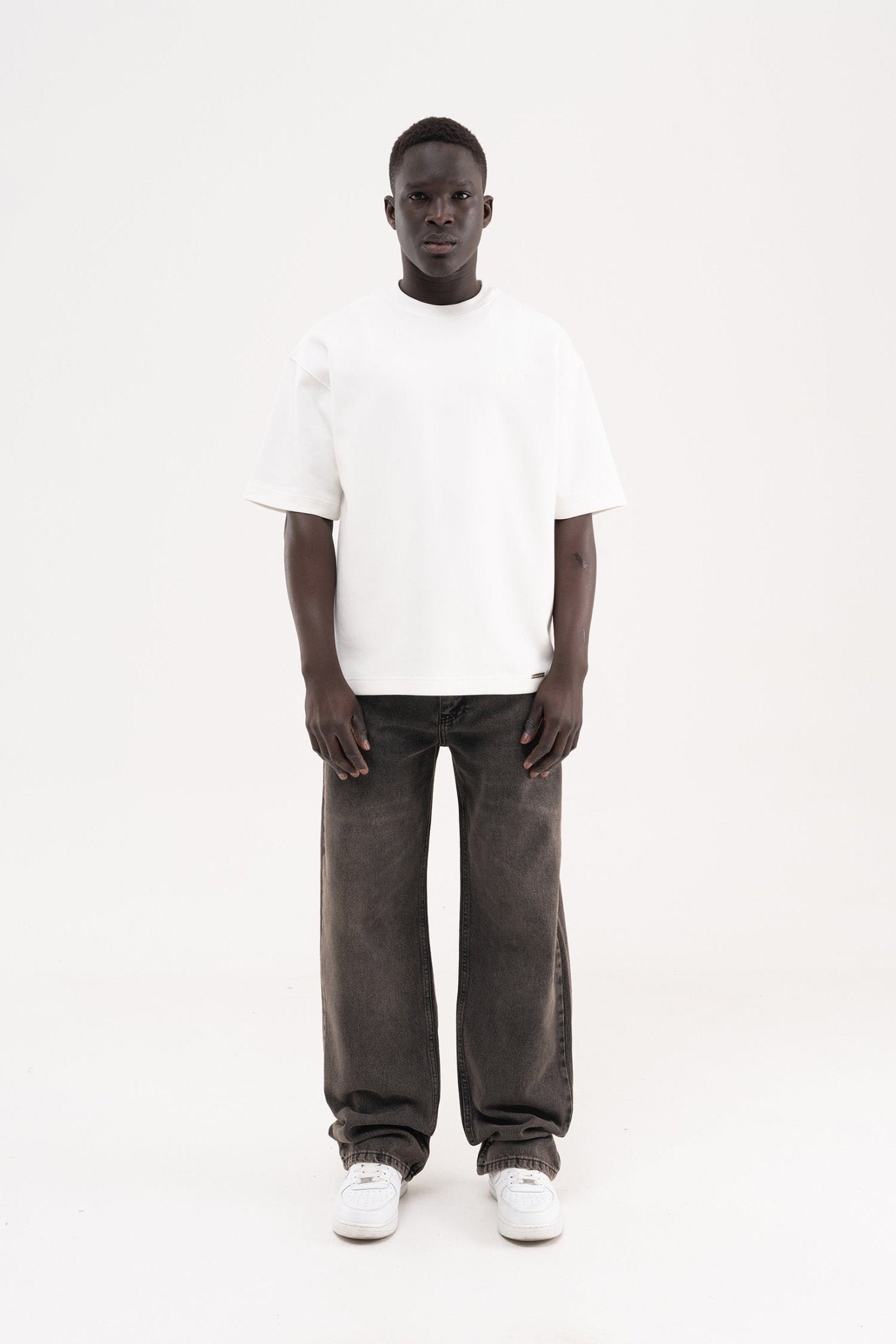 Erkek Oversize Efektli Baggy Jean Pantolon Siyah - Kahverengi