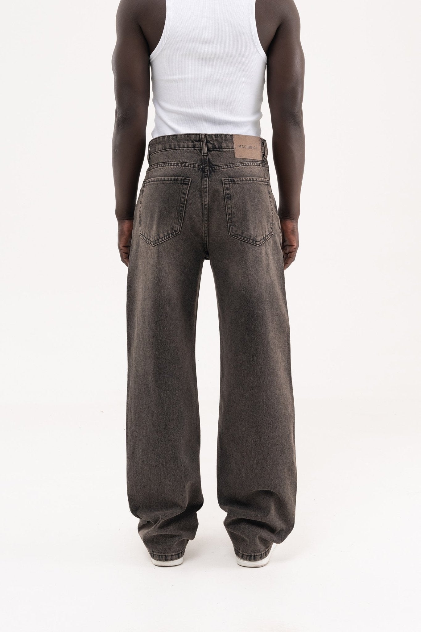 Erkek Oversize Efektli Baggy Jean Pantolon Siyah - Kahverengi