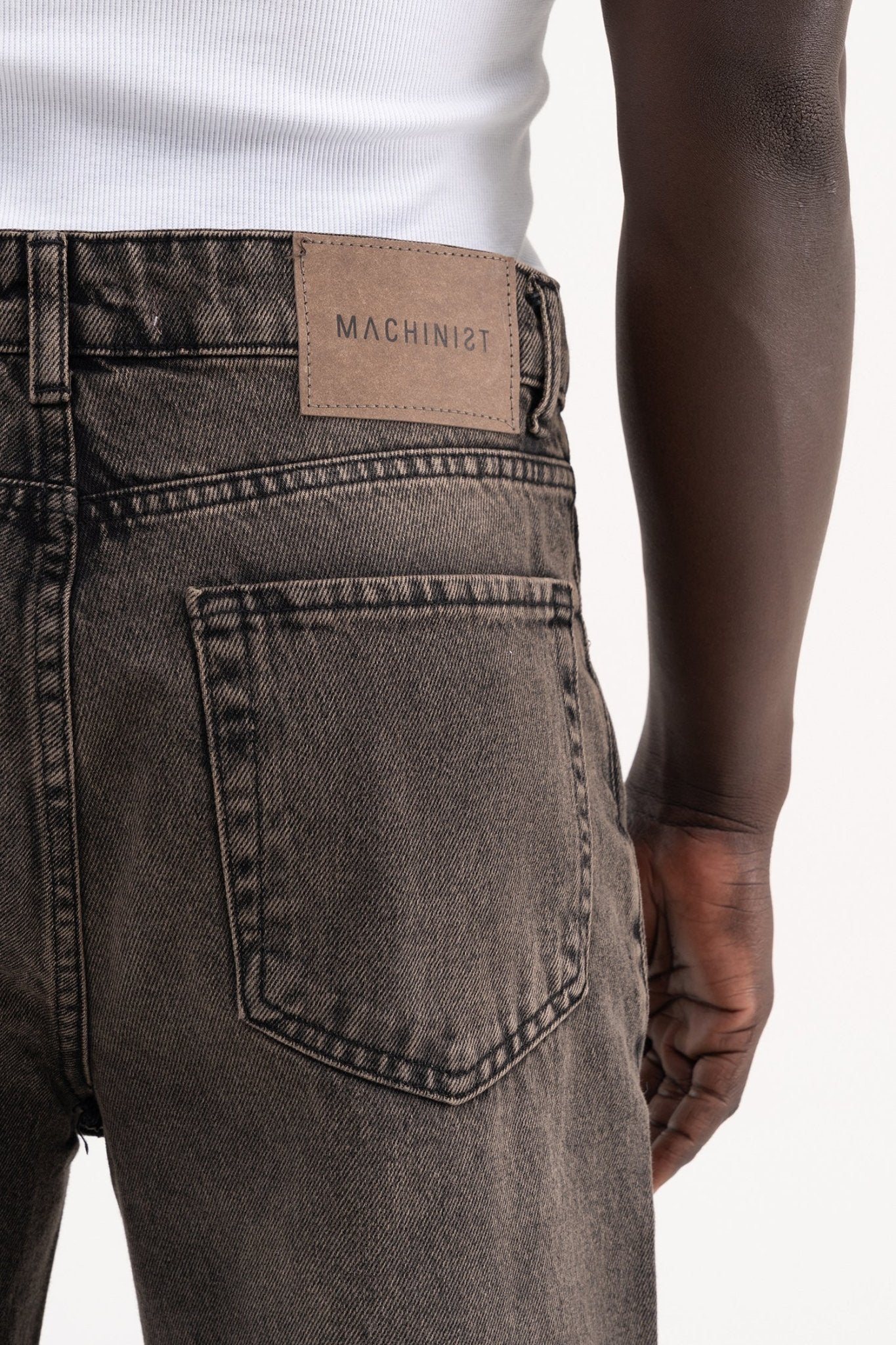 Erkek Oversize Efektli Baggy Jean Pantolon Siyah - Kahverengi