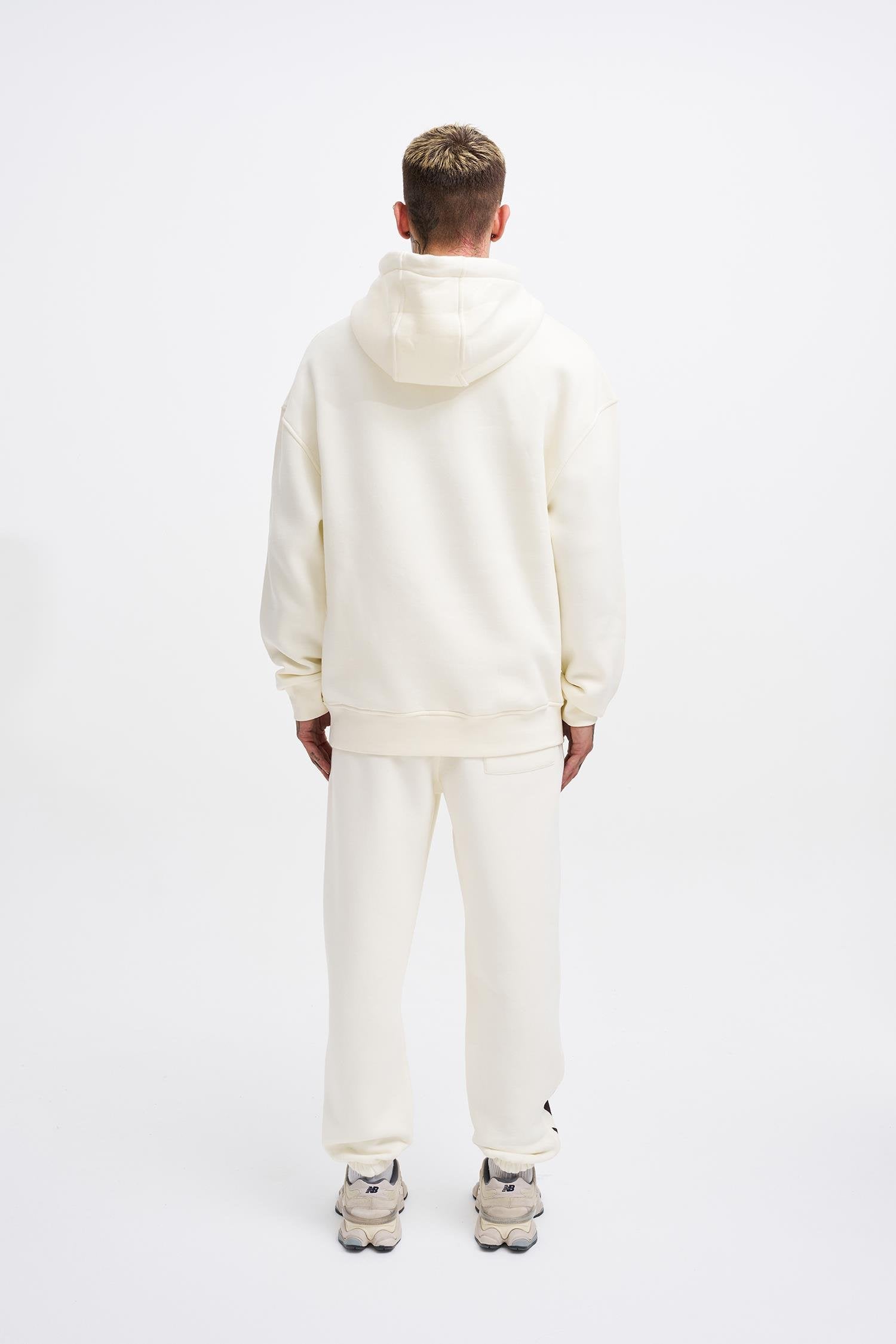 Erkek Oversize Fire Baskılı Sweatshirt Ekru