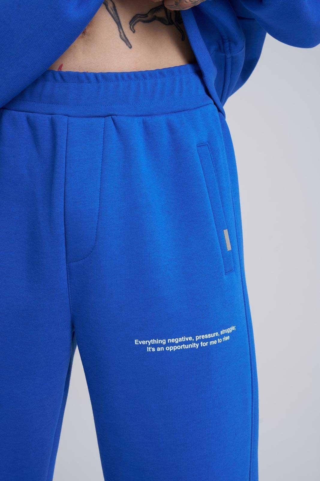 Erkek Oversize Follow Your Baskılı Eşofman Altı Saks Mavi