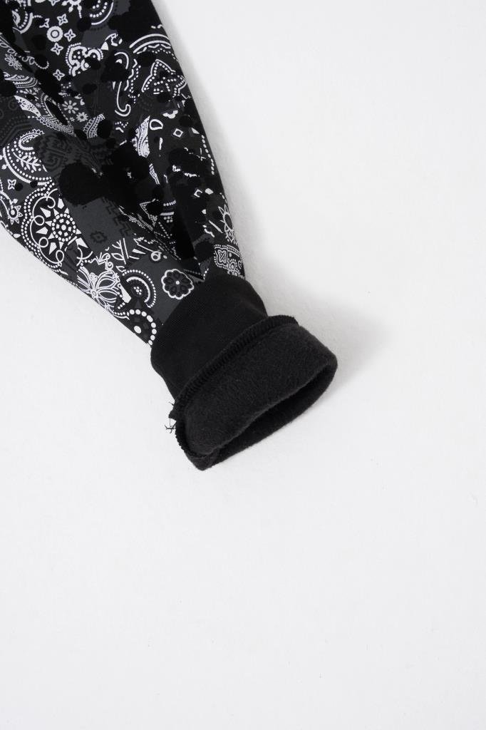 Erkek Paisley Pattern Printed Hoodie Siyah