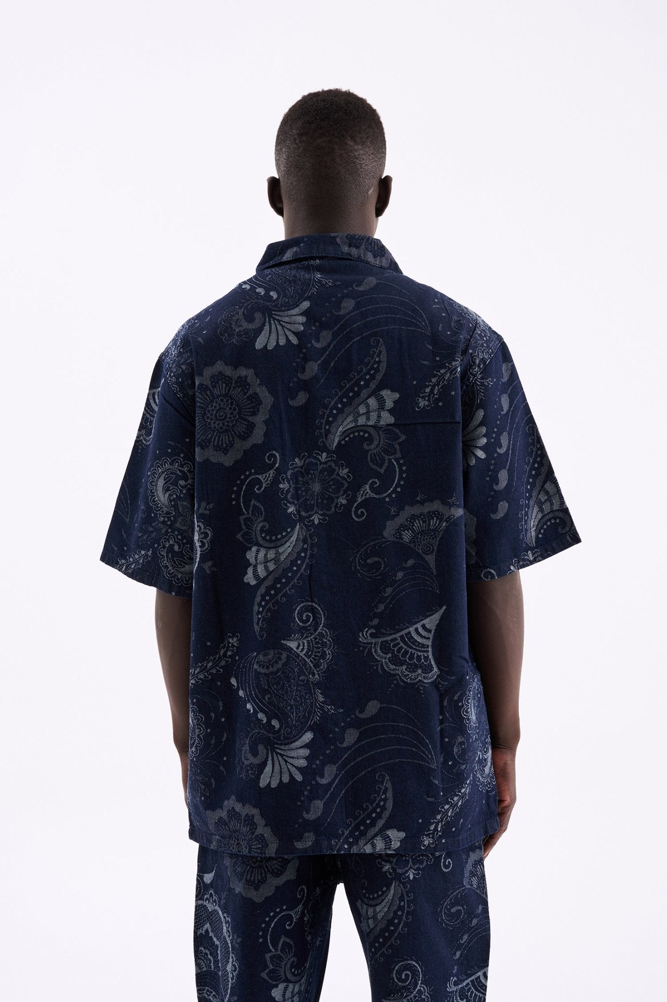 Erkek Paisley Patterned Gömlek Mavi