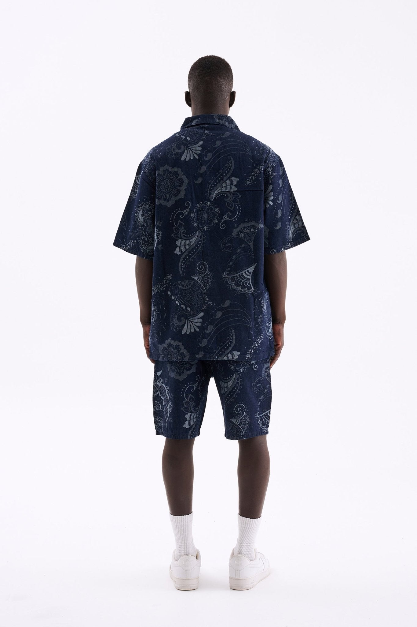 Erkek Paisley Patterned Gömlek Mavi