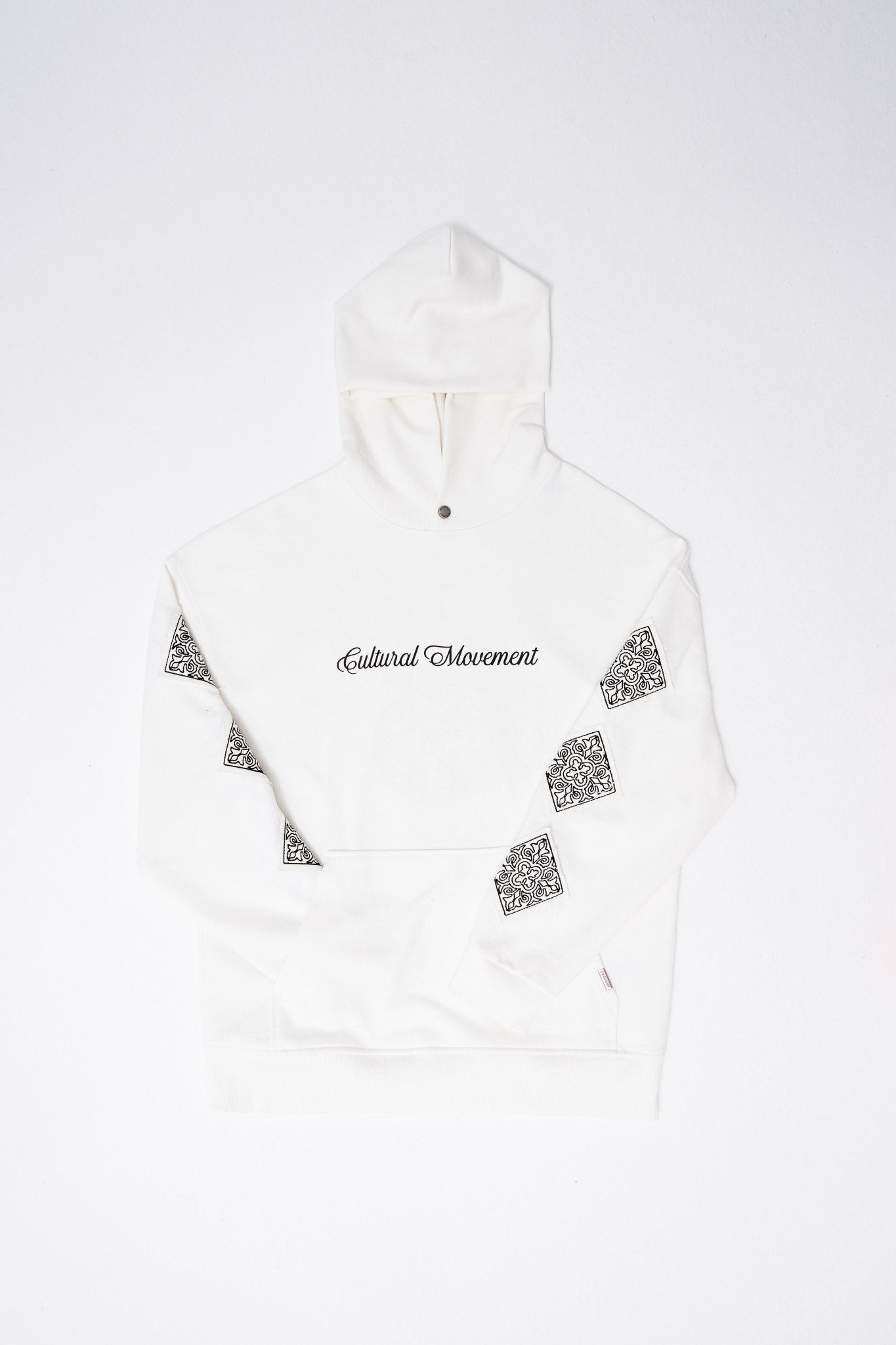 Erkek Patched Ethnic Kapüşonlu Sweatshirt Ekru