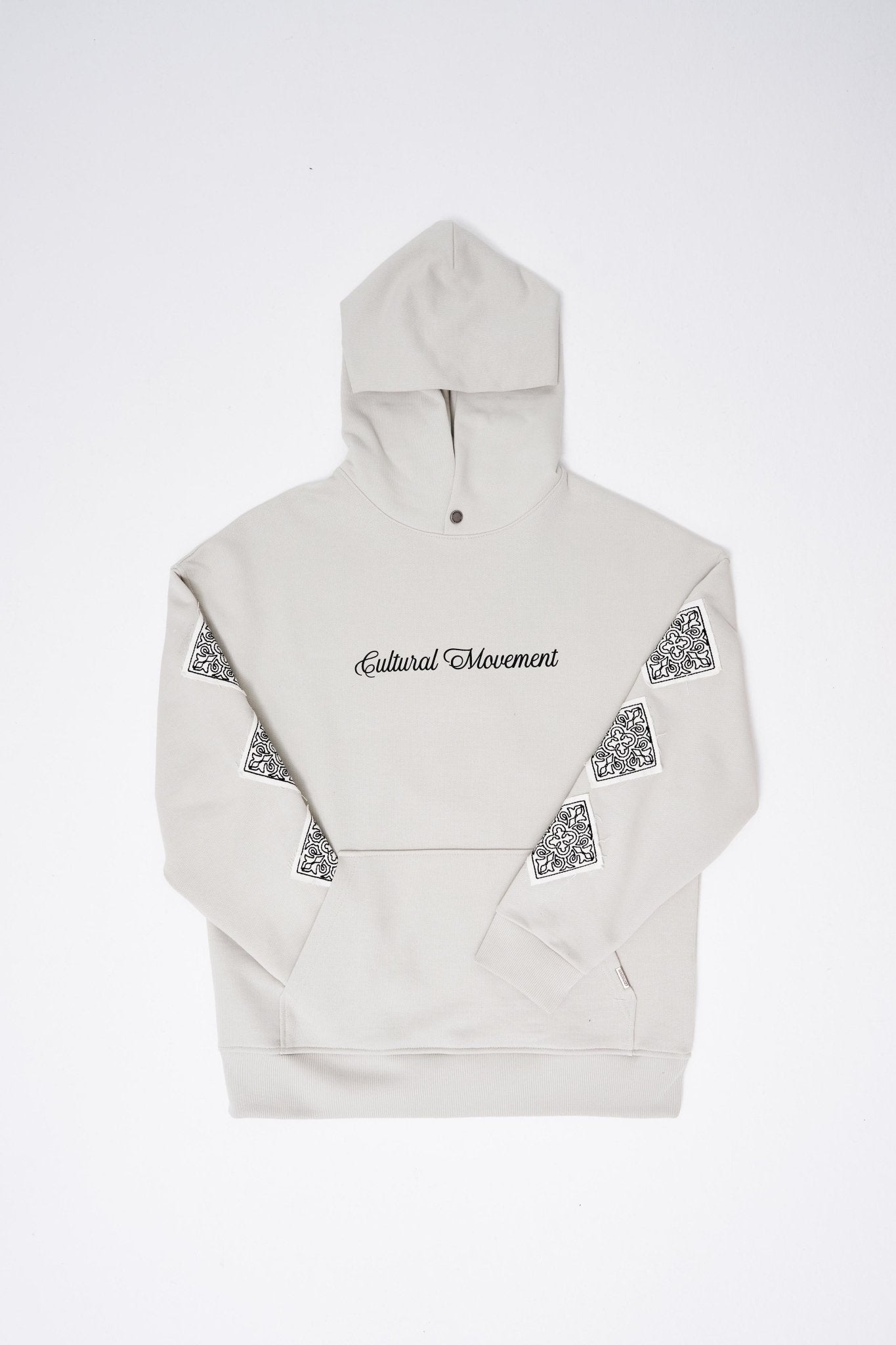Erkek Patched Ethnic Kapüşonlu Sweatshirt Uzay Grisi